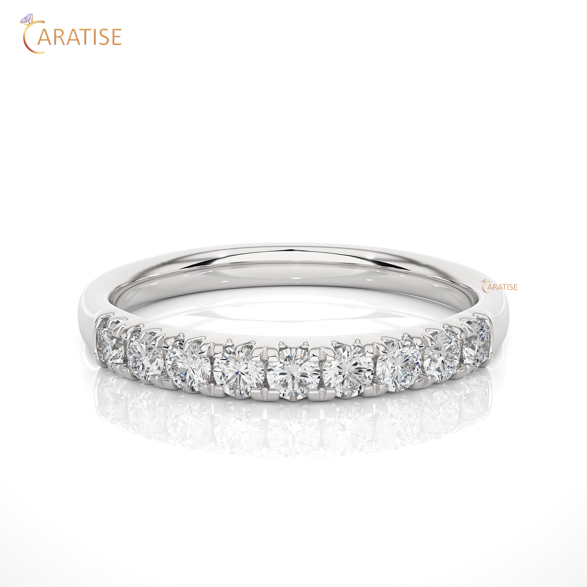 0.47 TDW Round Cut Moissanite Diamond Band Ring 925 Silver