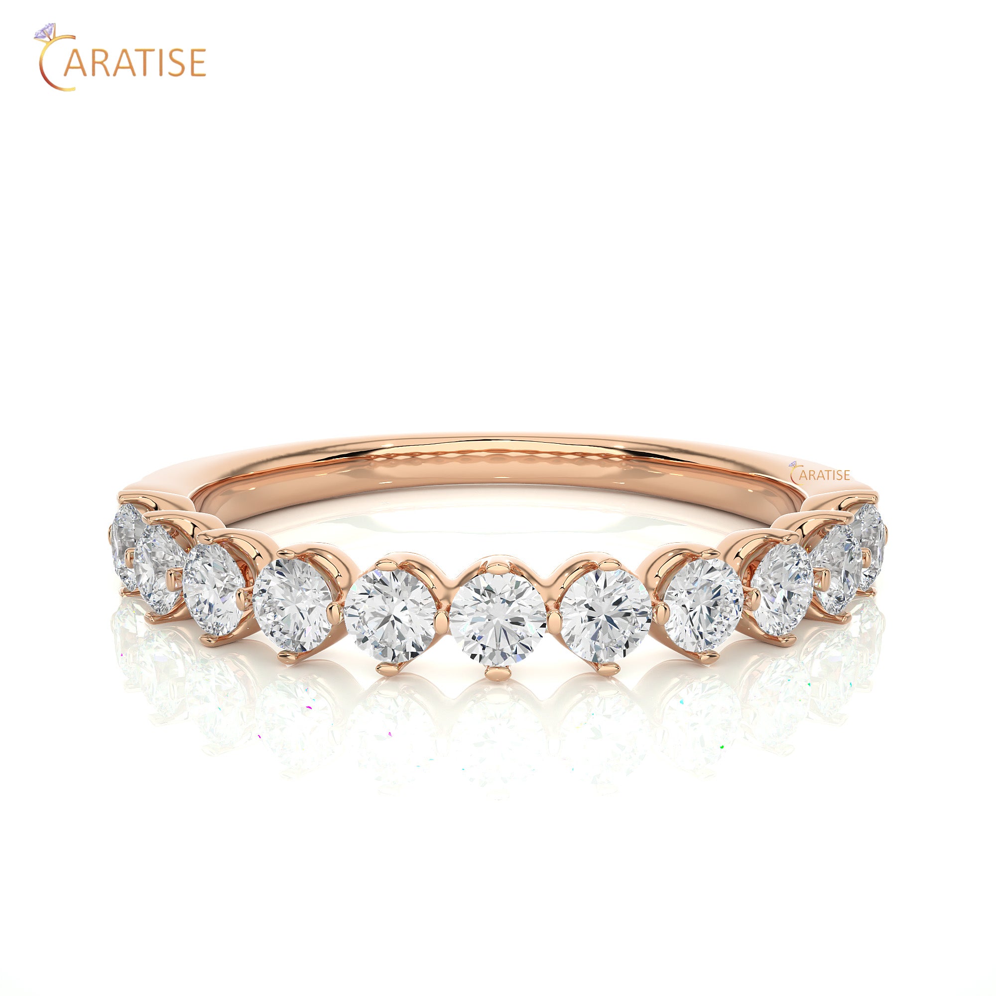 0.57 TDW Round Cut Moissanite Diamond Band Ring 925 Silver