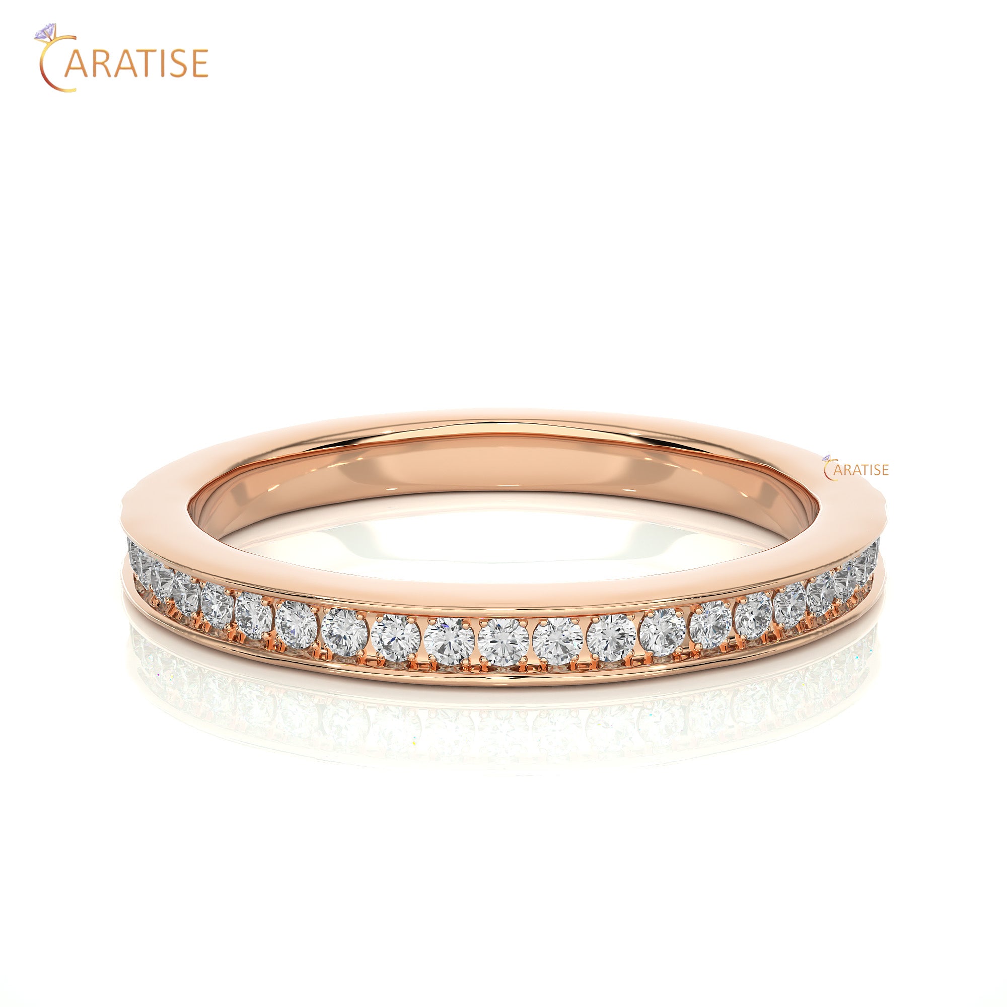 0.19 TDW Round Cut Moissanite Diamond Band Ring 925 Silver