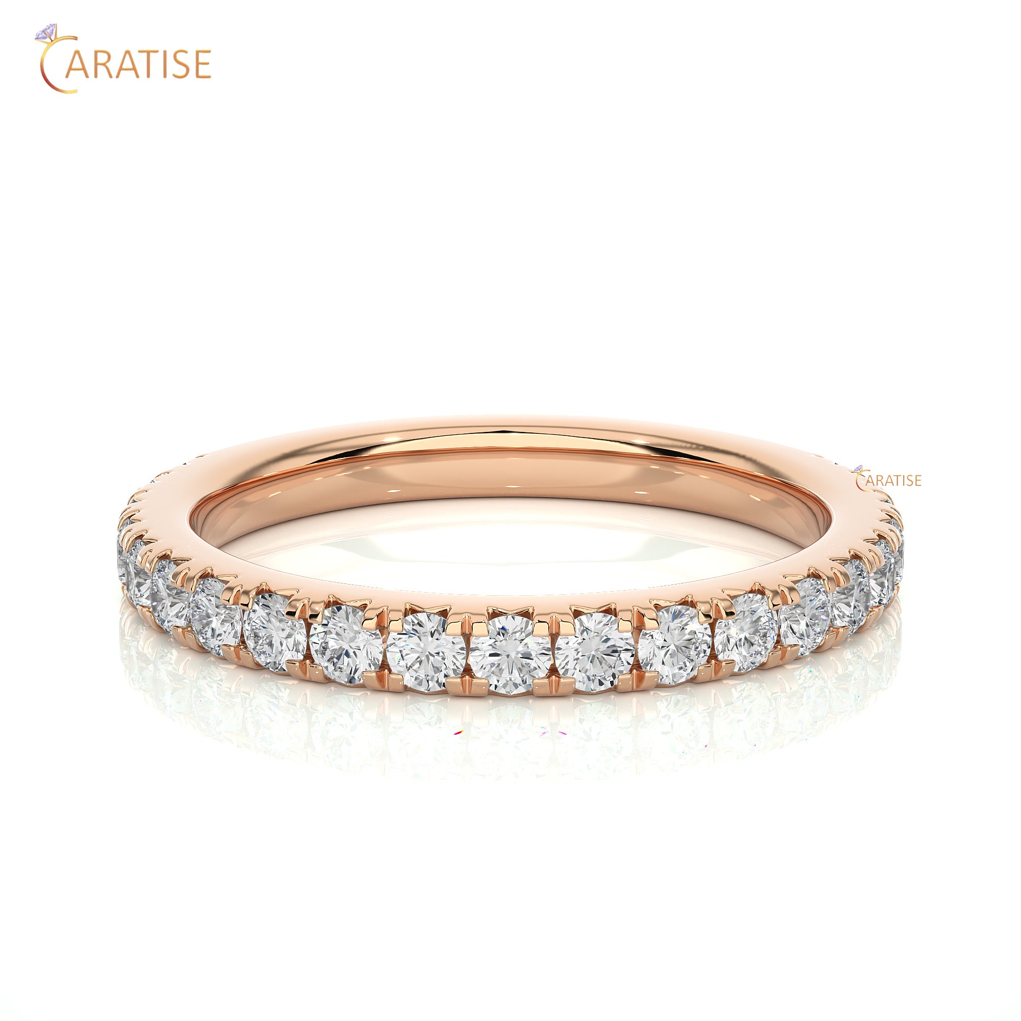 0.73 TDW Round Cut Moissanite Diamond Band Ring 925 Silver