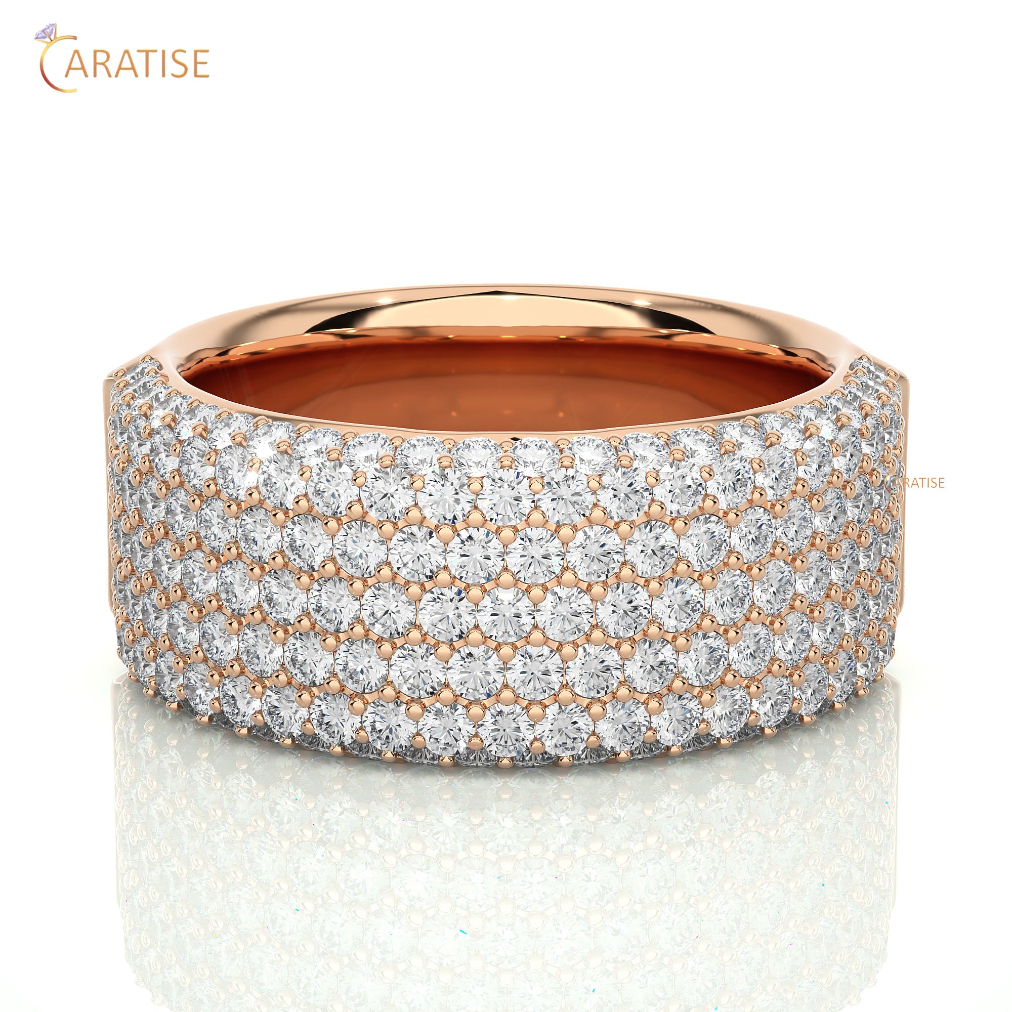 1.93 TDW Round Cut Moissanite Diamond Band Ring 925 Silver