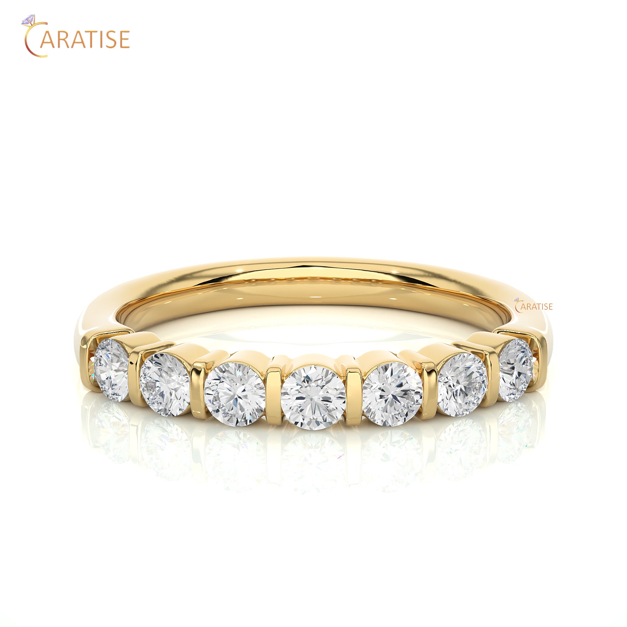 0.52 TDW Round Cut Moissanite Diamond Band Ring 925 Silver