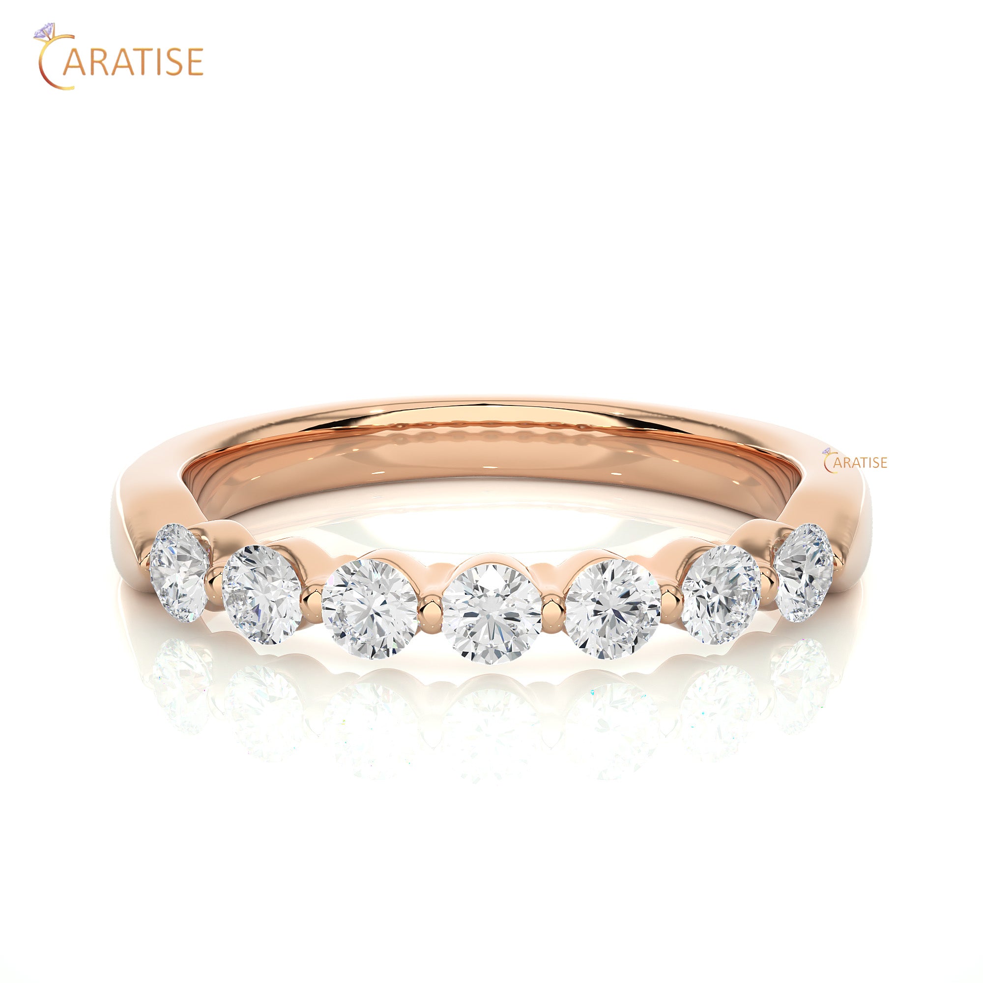 0.52 TDW Round Cut Moissanite Diamond Band Ring 925 Silver