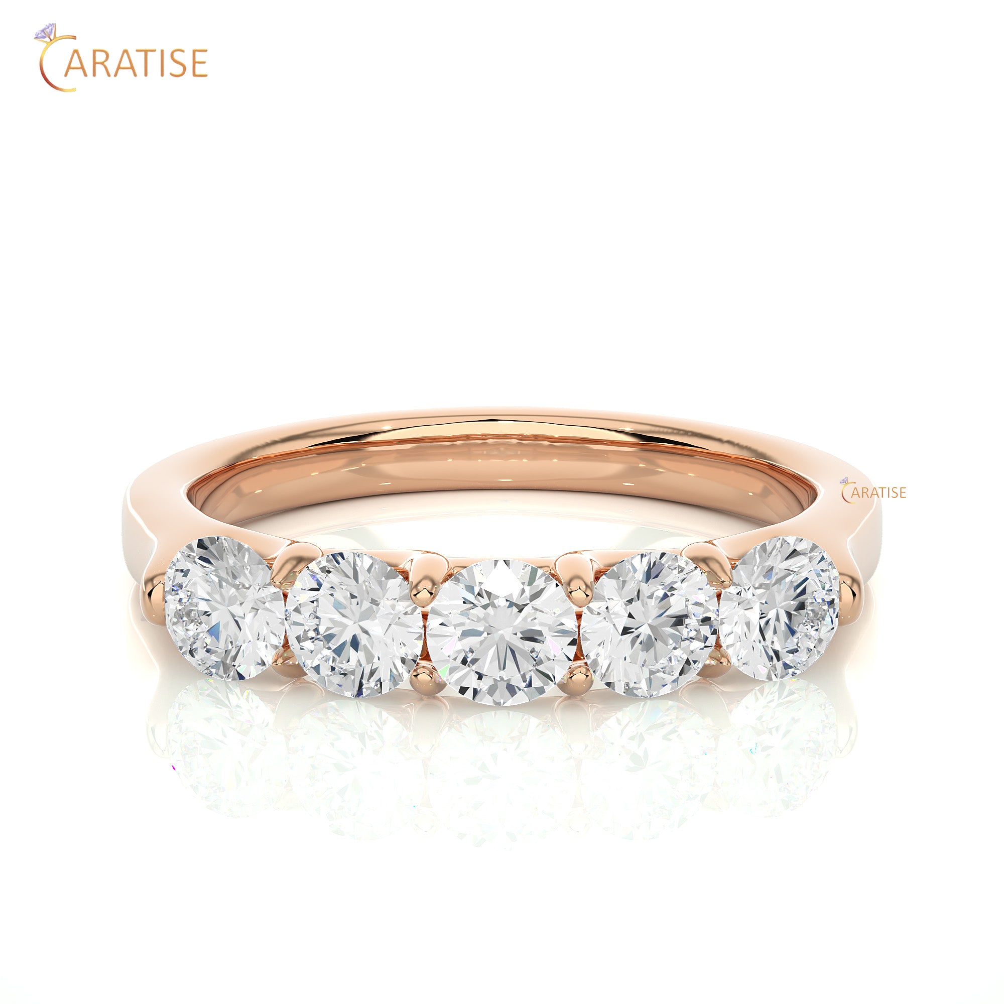 1.03 TDW Round Cut Moissanite Diamond Band Ring 925 Silver