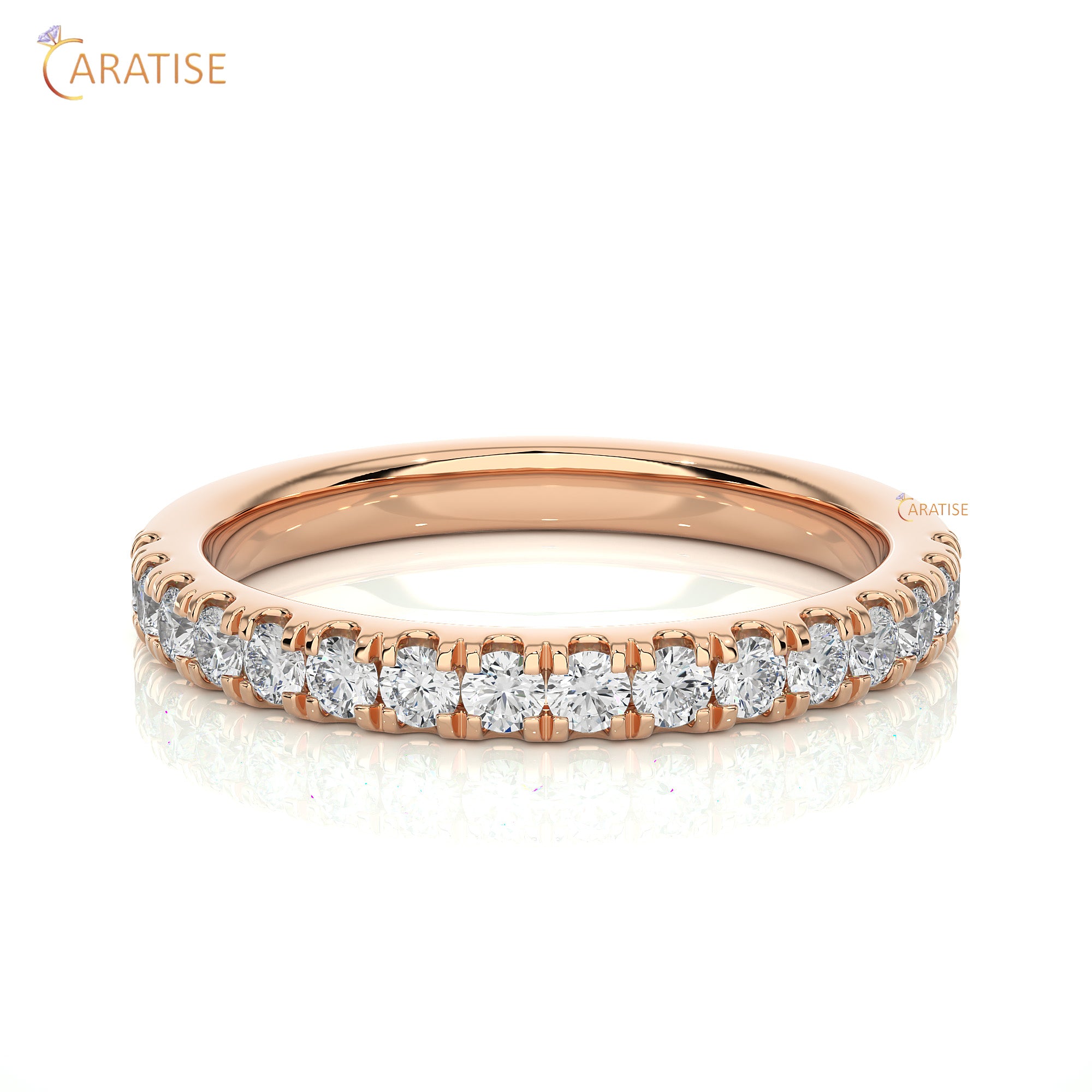 0.56 TDW Round Cut Moissanite Diamond Band Ring 925 Silver