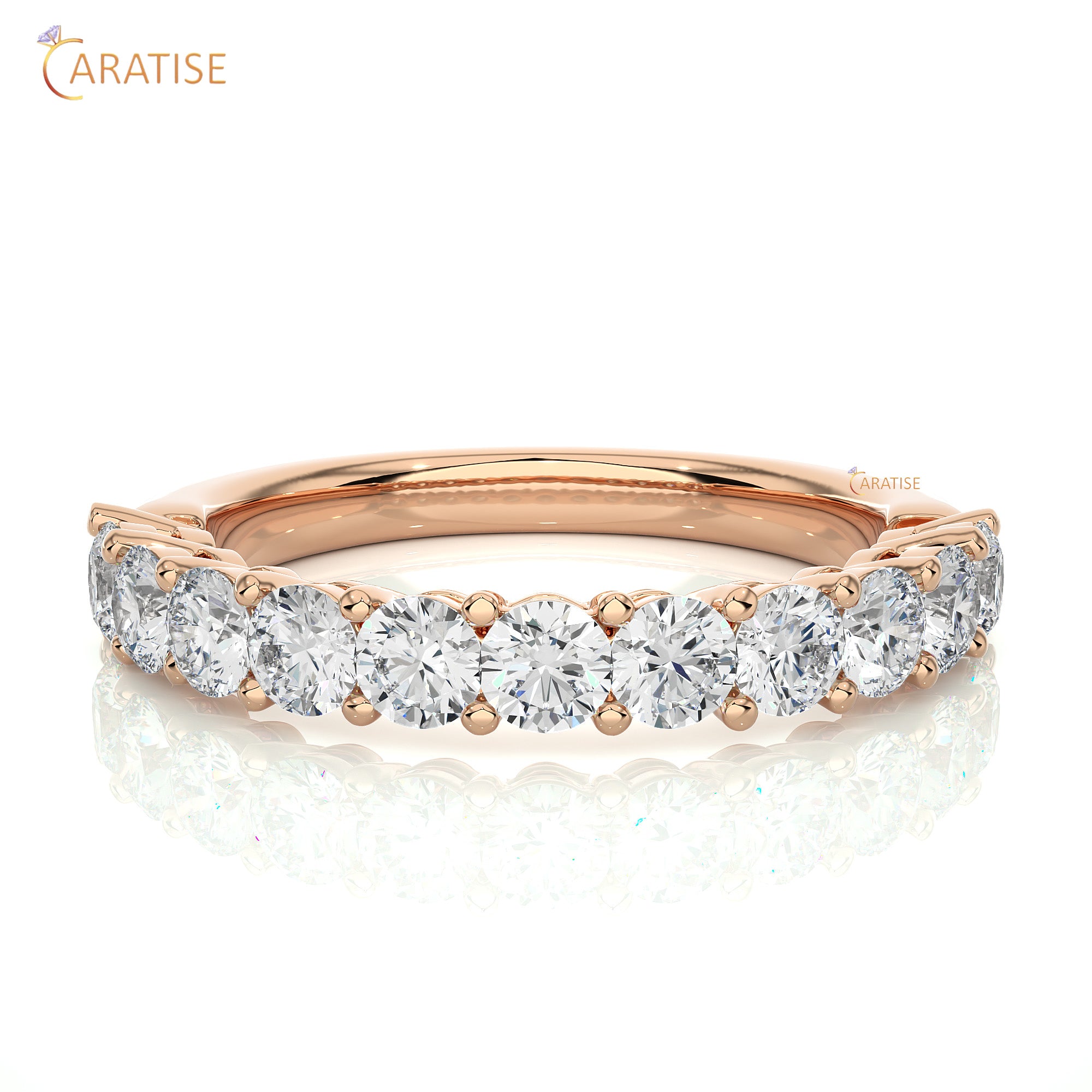 1.10 TDW Round Cut Moissanite Diamond Band Ring 925 Silver