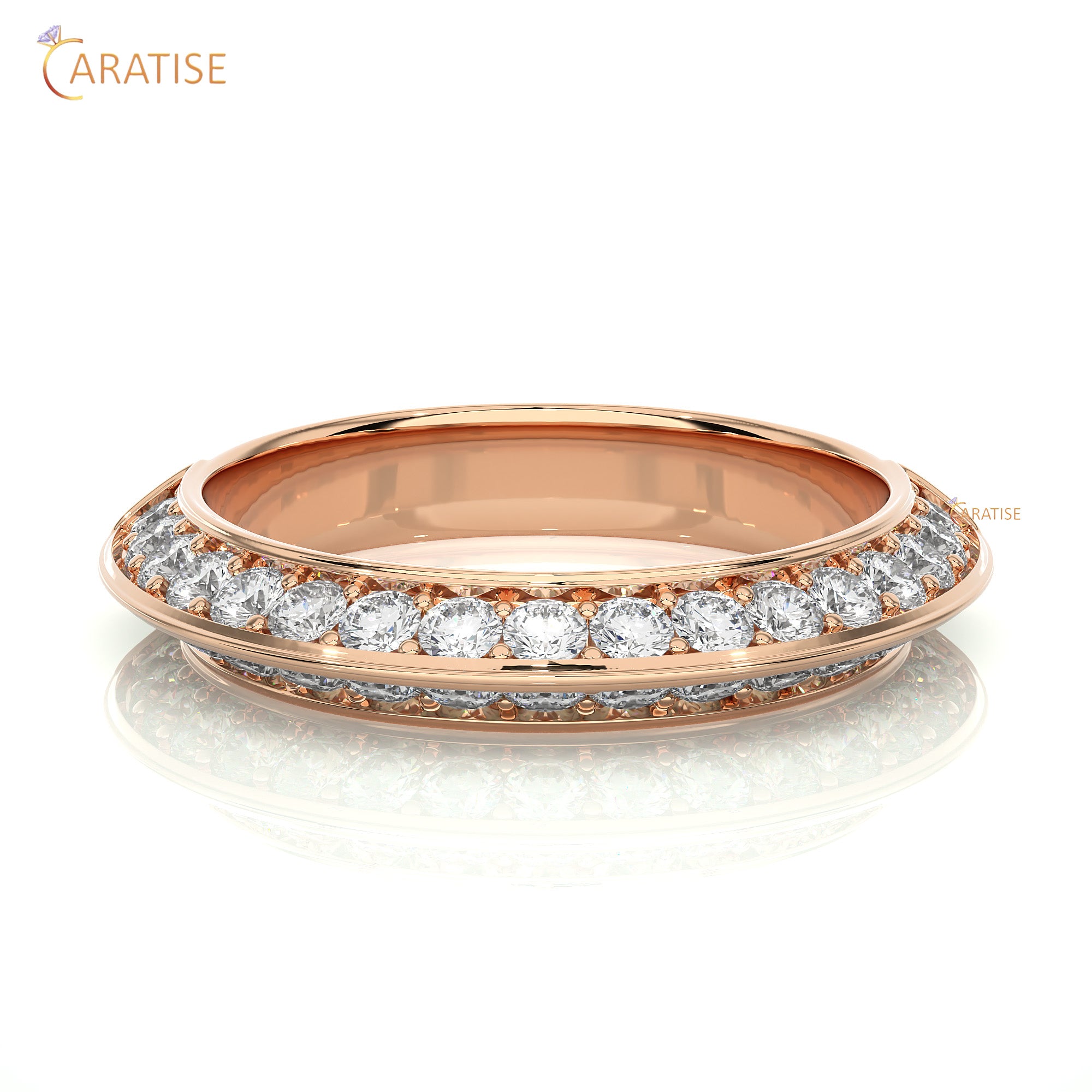 1.02 TDW Round Cut Moissanite Diamond Band Ring 925 Silver