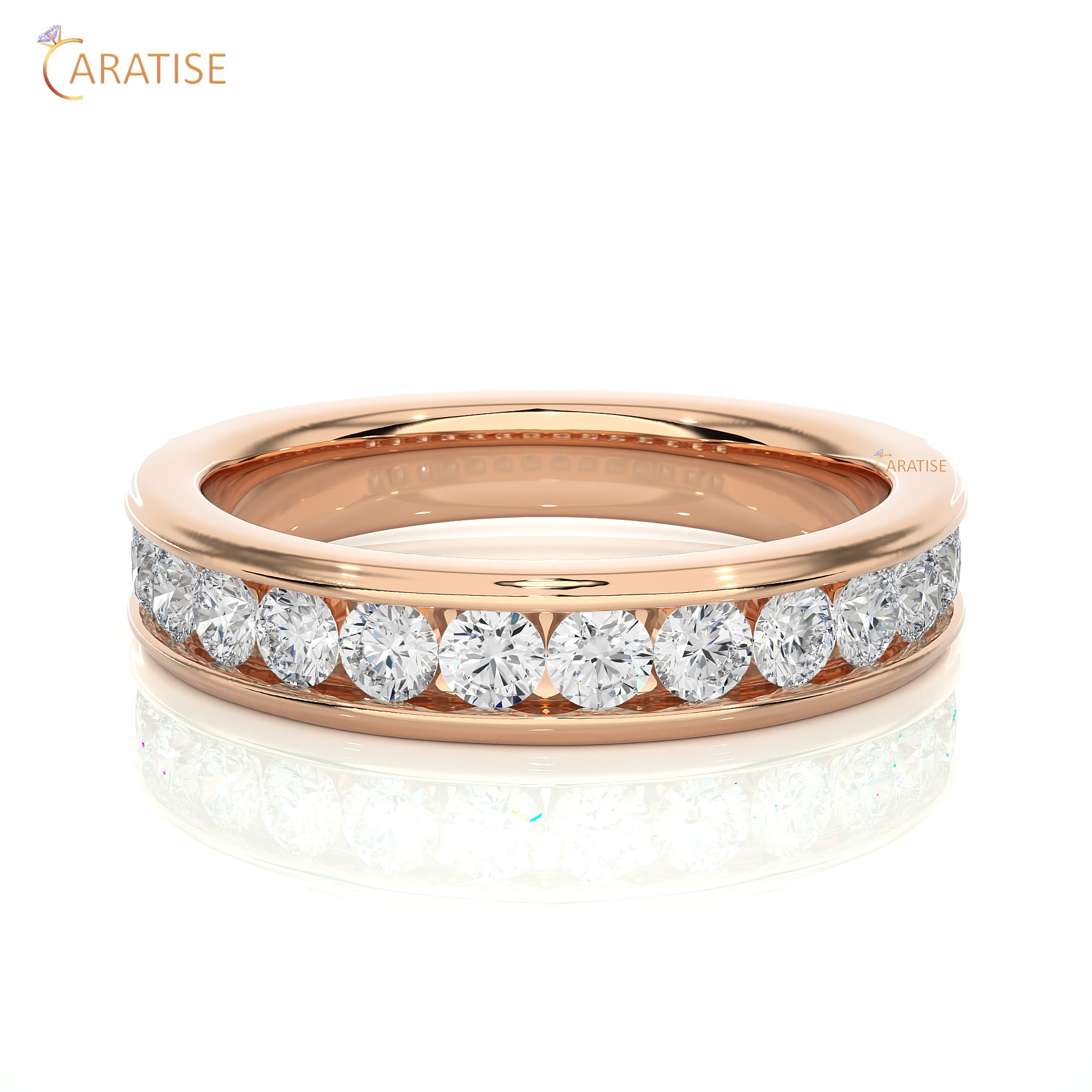 0.92 TDW Round Cut Moissanite Diamond Band Ring 925 Silver