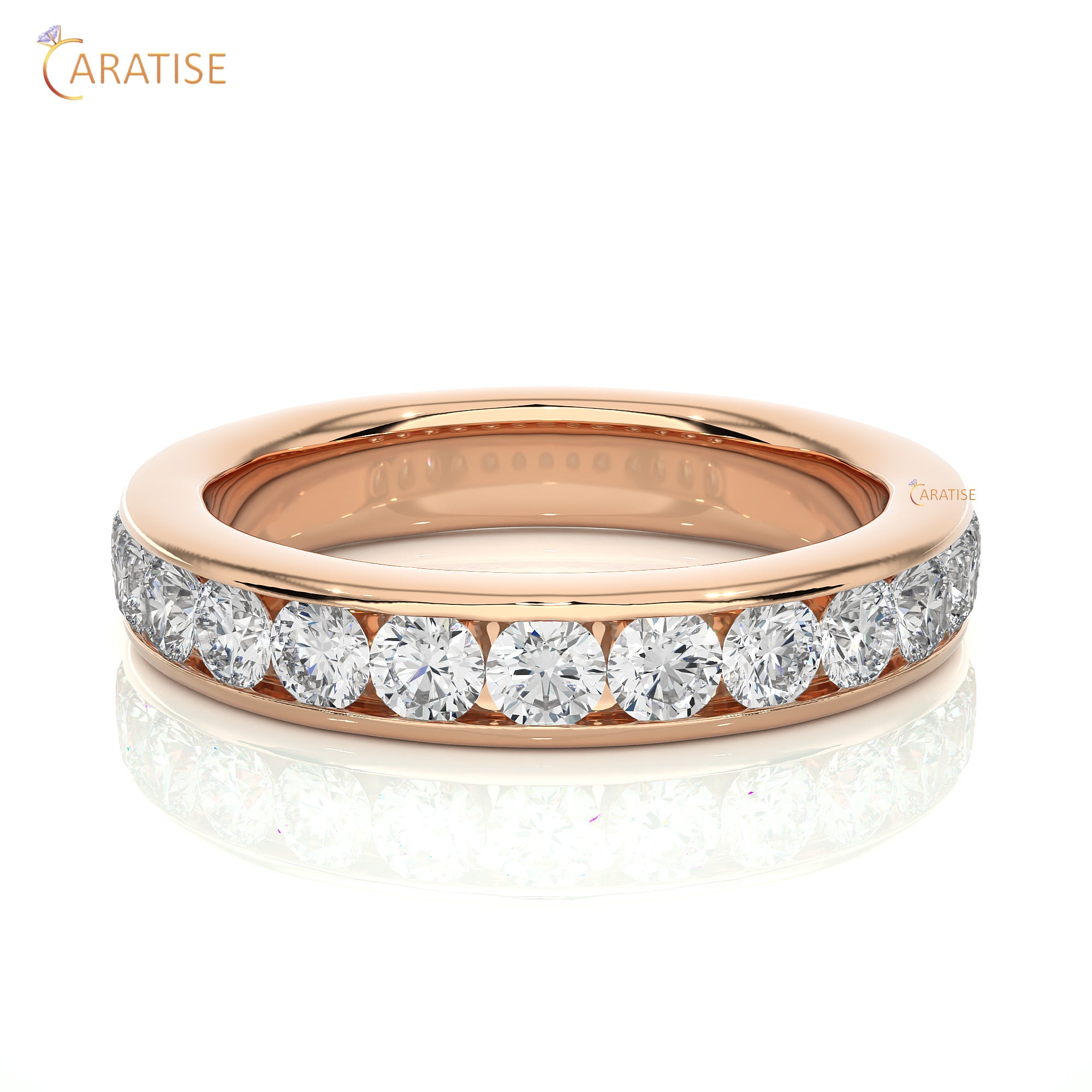 0.96 TDW Round Cut Moissanite Diamond Band Ring 925 Silver