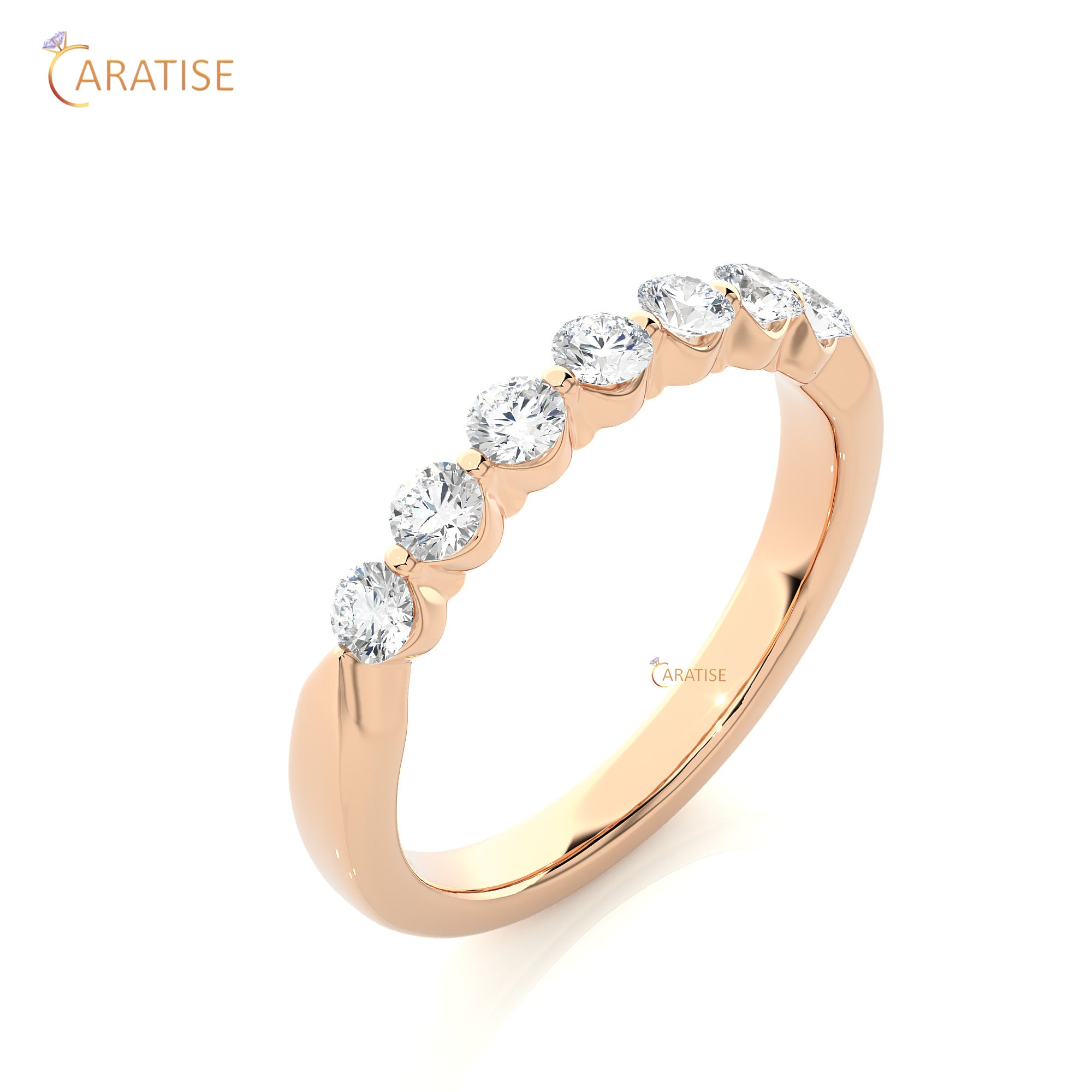 0.52 TDW Round Cut Moissanite Diamond Band Ring 925 Silver