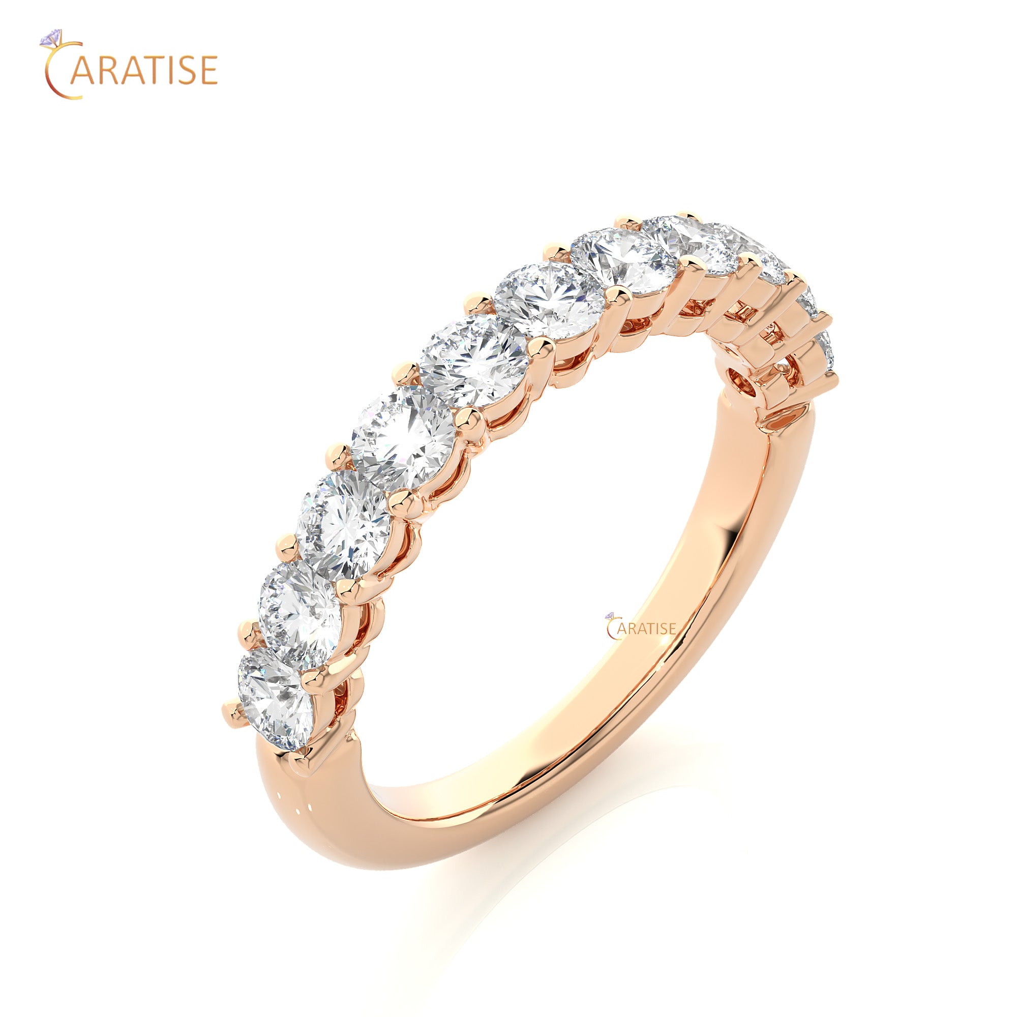 1.10 TDW Round Cut Moissanite Diamond Band Ring 925 Silver