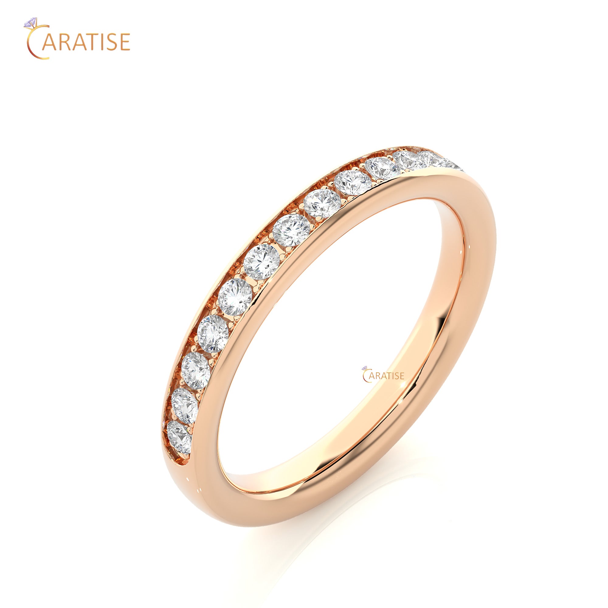 0.35 TDW Round Cut Moissanite Diamond Band Ring 925 Silver