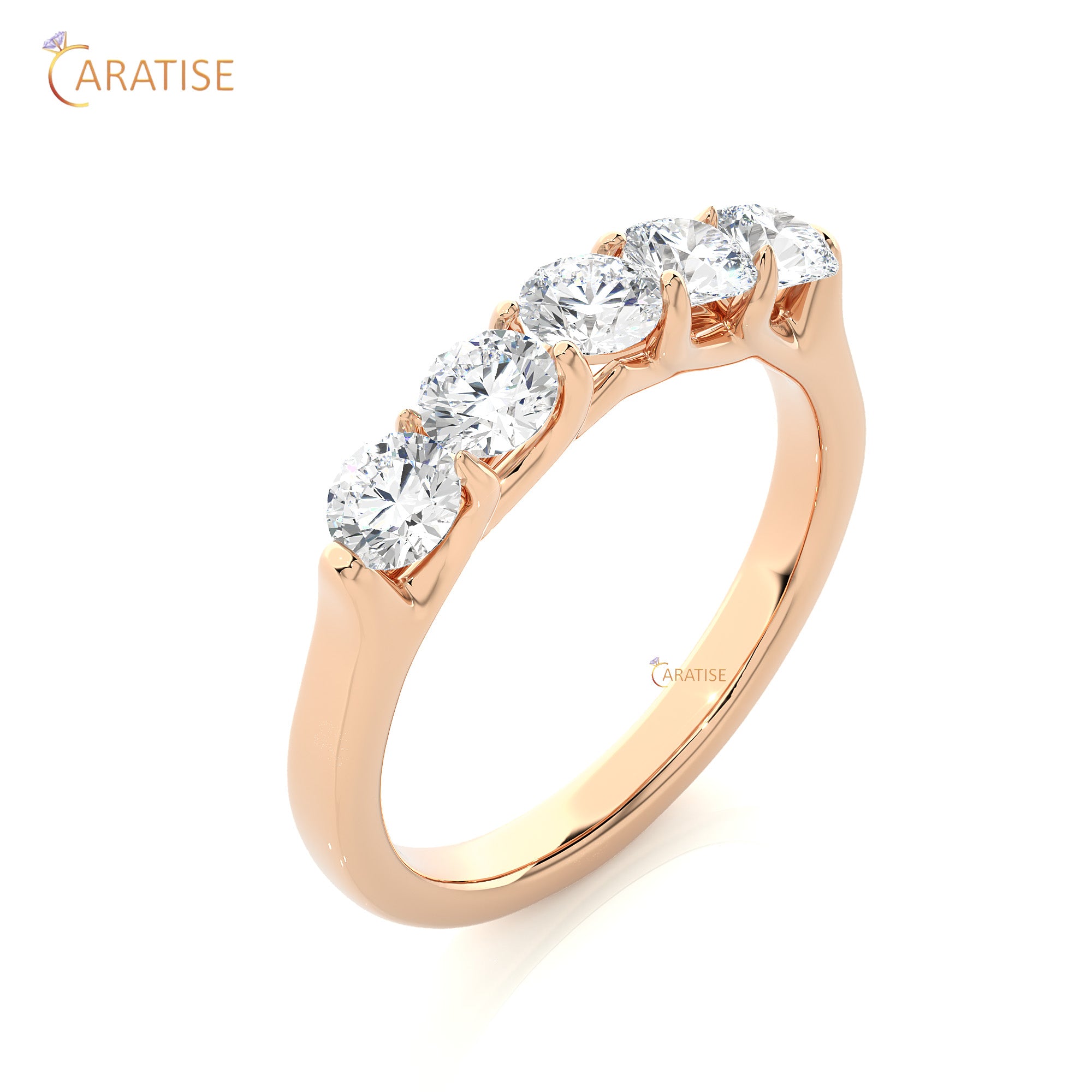 1.03 TDW Round Cut Moissanite Diamond Band Ring 925 Silver