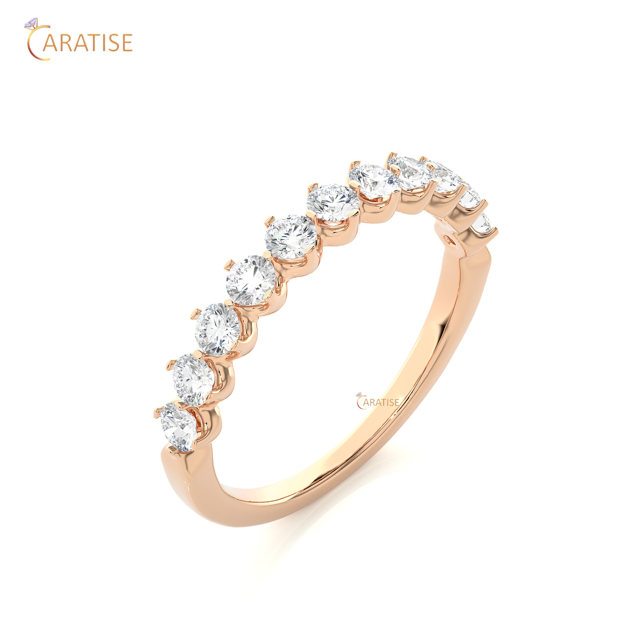 0.57 TDW Round Cut Moissanite Diamond Band Ring 925 Silver