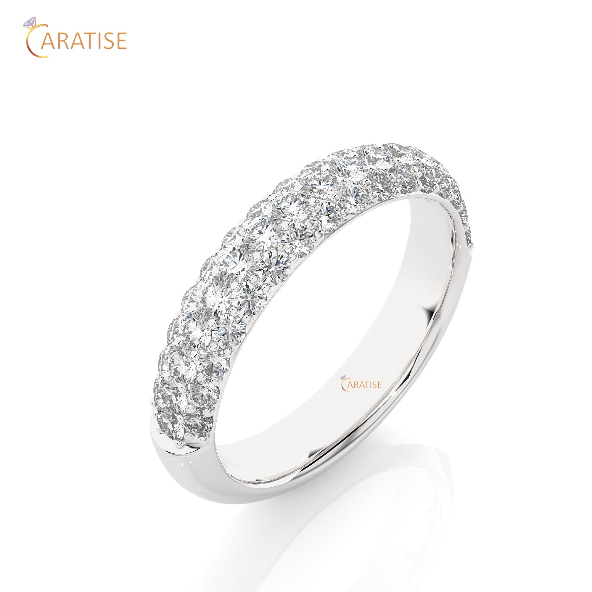 0.93 TDW Round Cut  Moissanite Diamond Band Ring 925 Silver