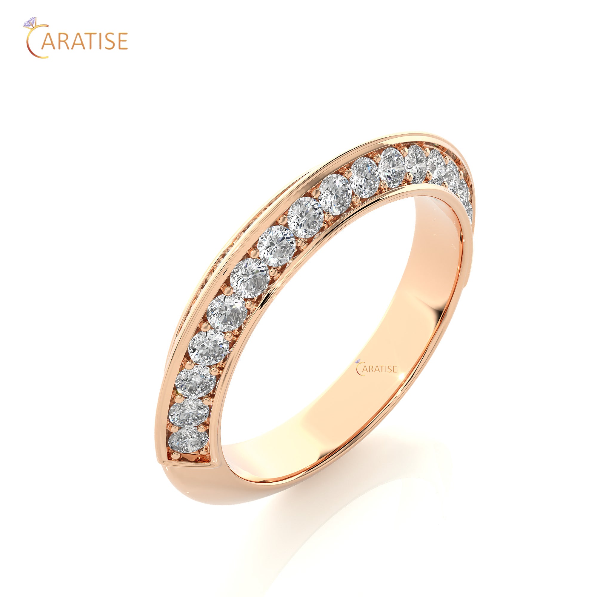 1.02 TDW Round Cut Moissanite Diamond Band Ring 925 Silver