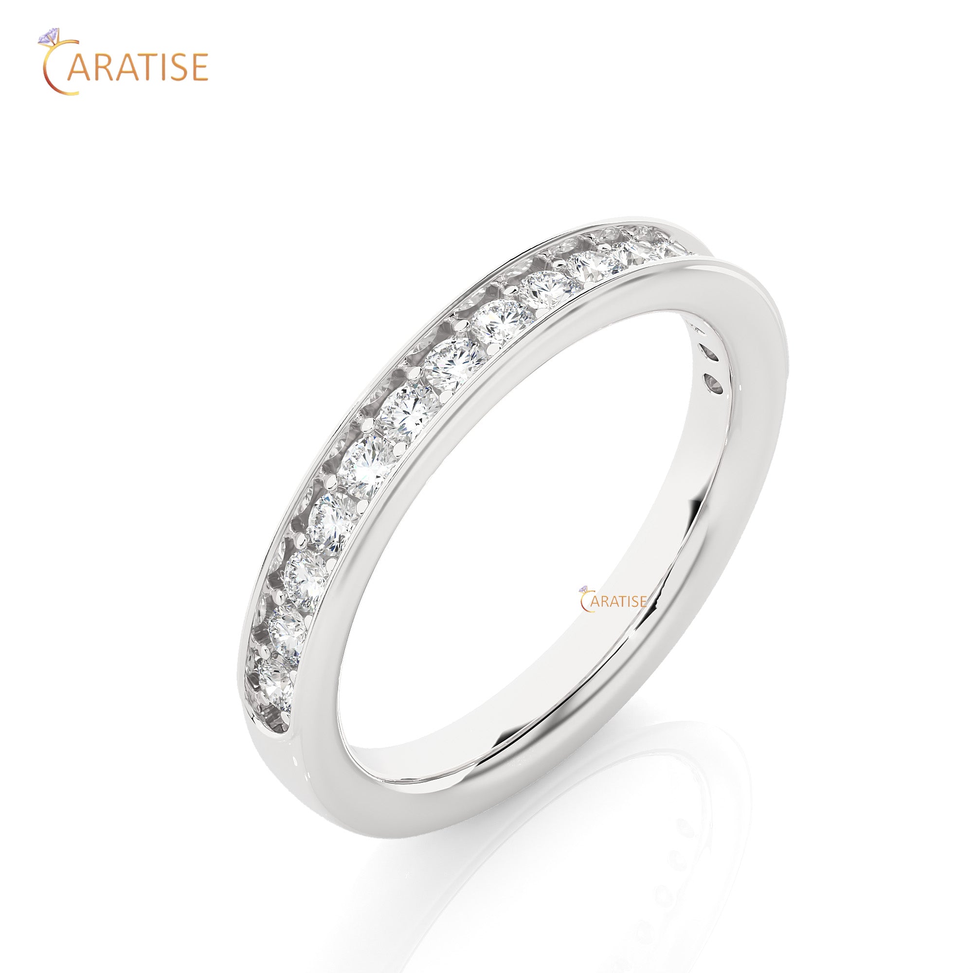 0.41 TDW Round Cut Moissanite Diamond Band Ring 925 Silver