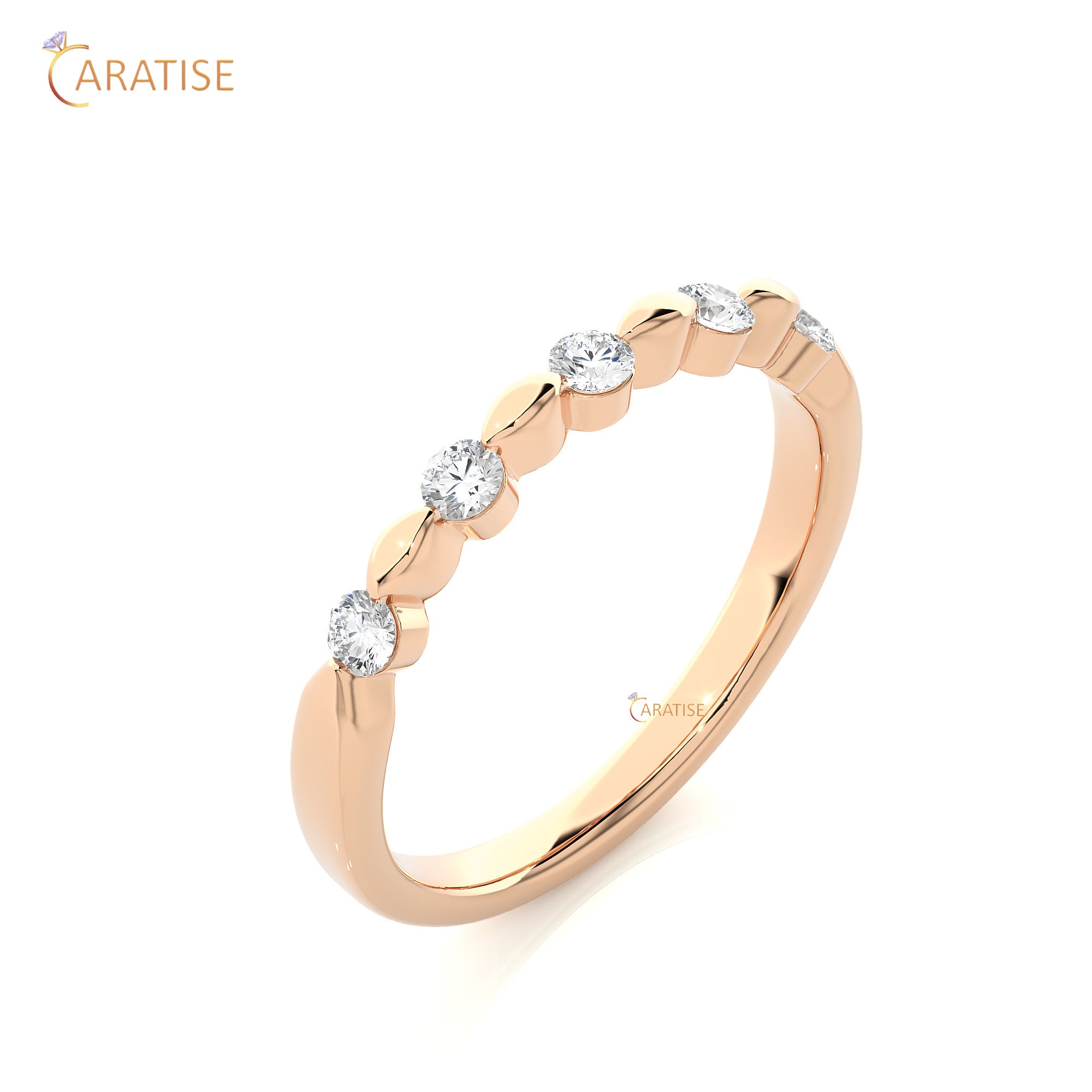 0.26 TDW Round Cut Moissanite Diamond Band Ring 925 Silver