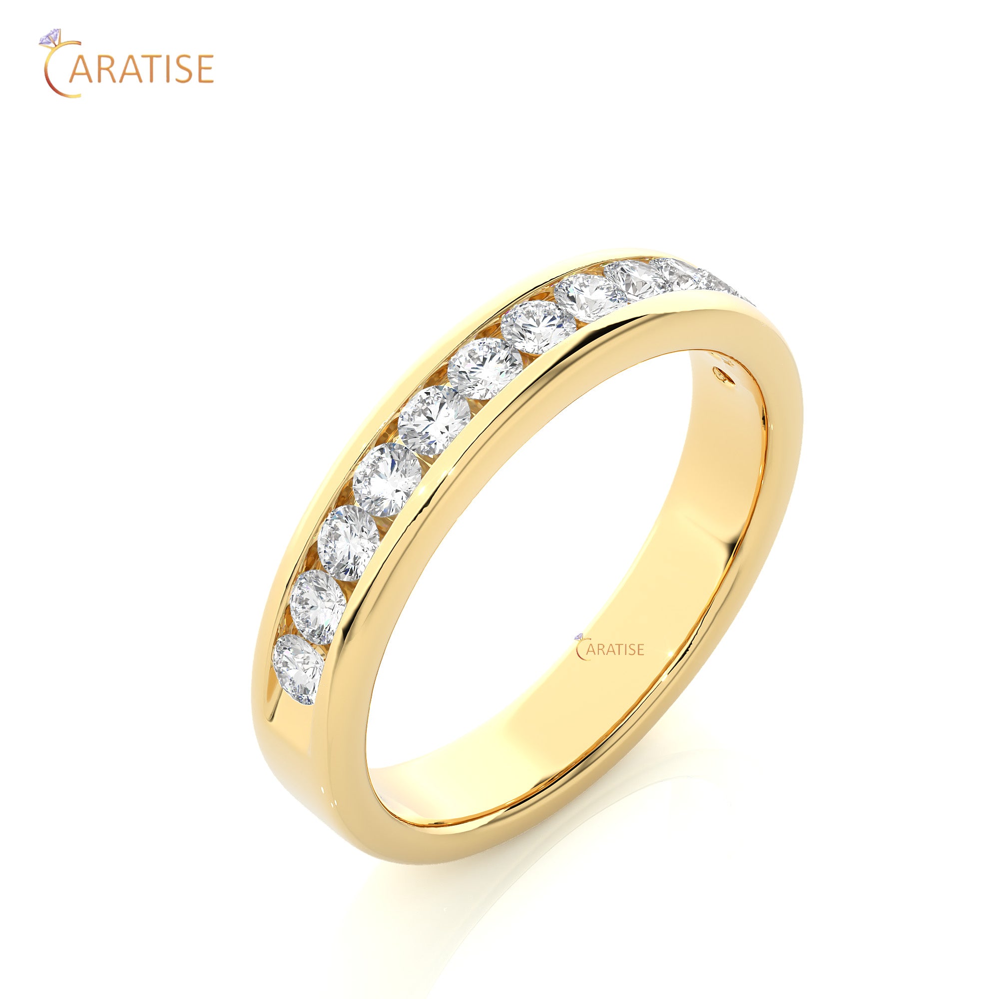 0.52 TDW Round Cut Moissanite Diamond Band Ring 925 Silver