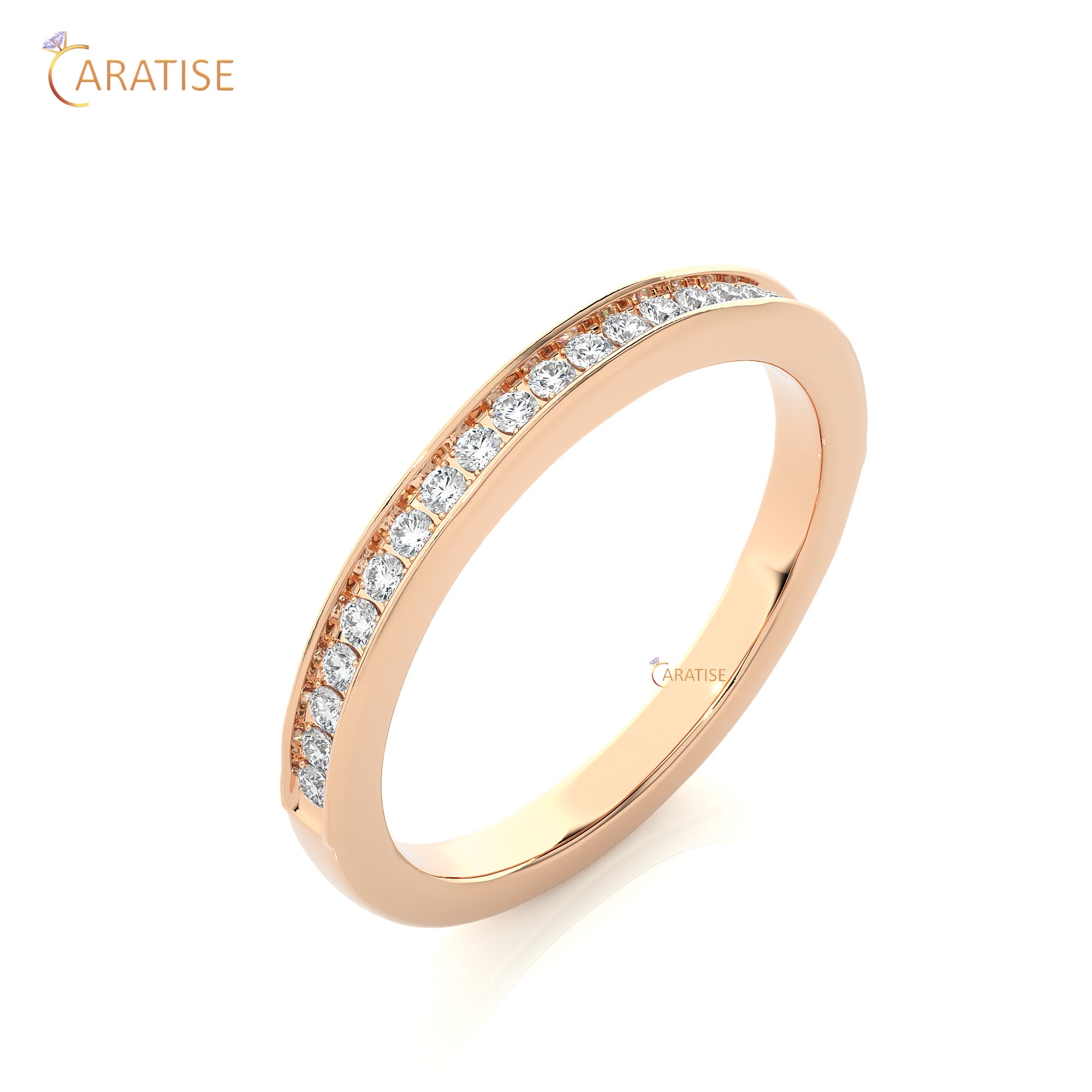 0.19 TDW Round Cut Moissanite Diamond Band Ring 925 Silver