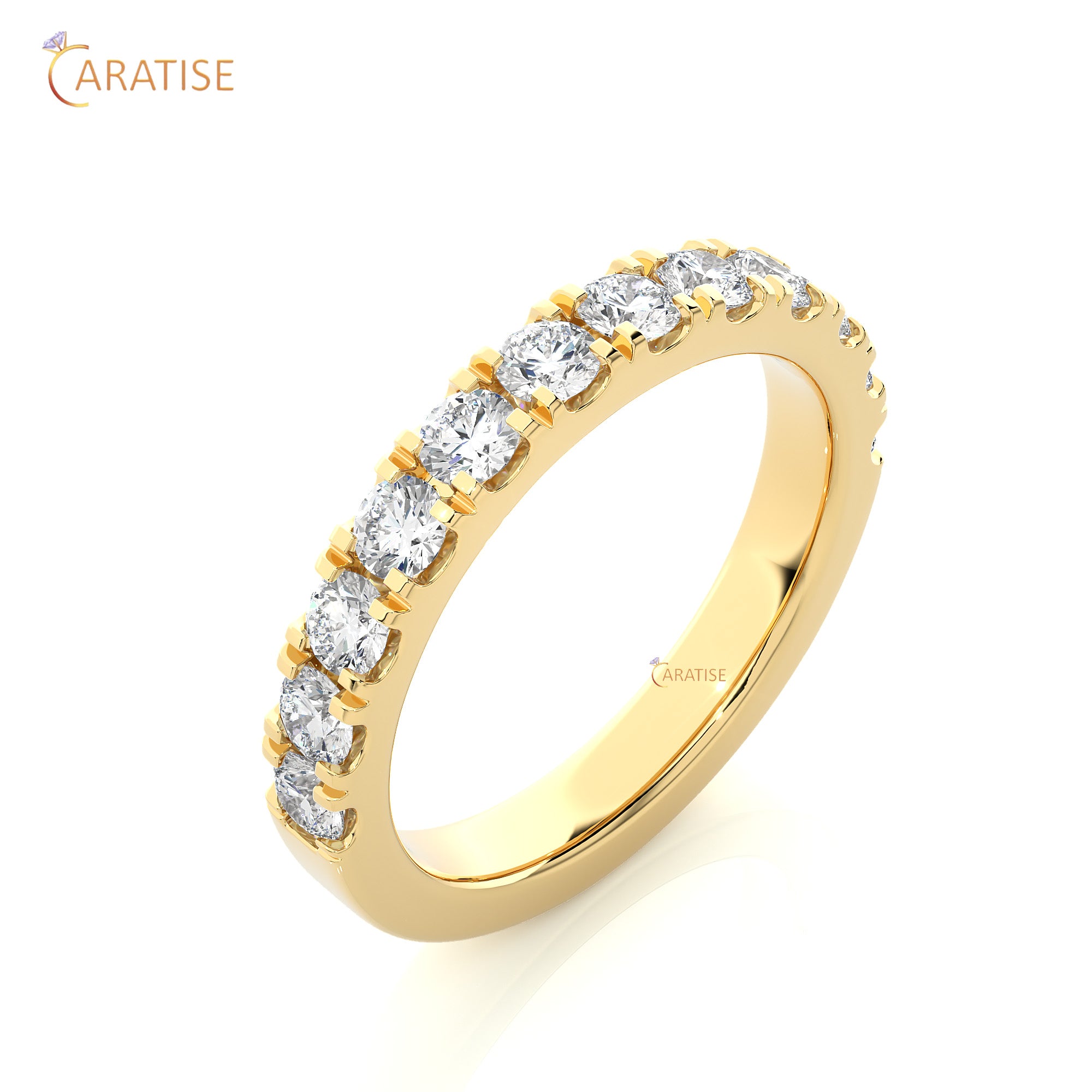 0.99 TDW Round Cut Moissanite Diamond Band Ring 925 Silver