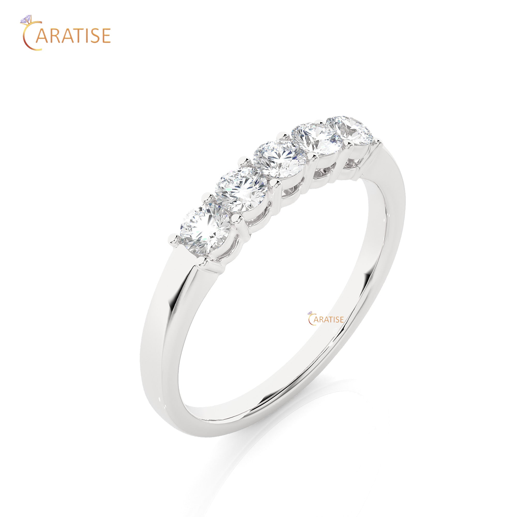 0.51 TDW Round Cut Moissanite Diamond Band Ring 925 Silver