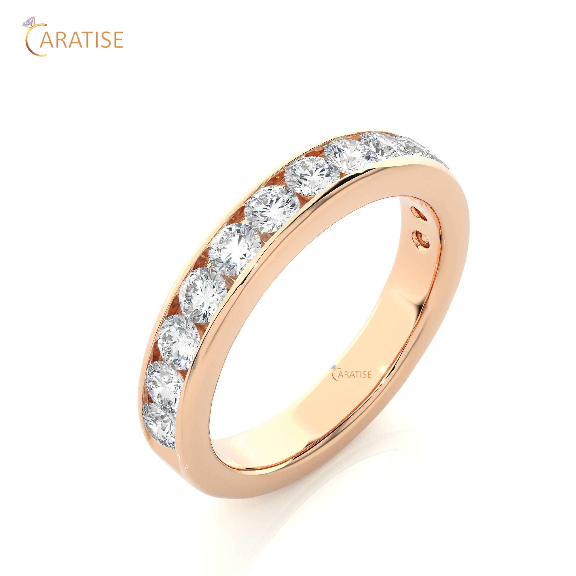 0.96 TDW Round Cut Moissanite Diamond Band Ring 925 Silver