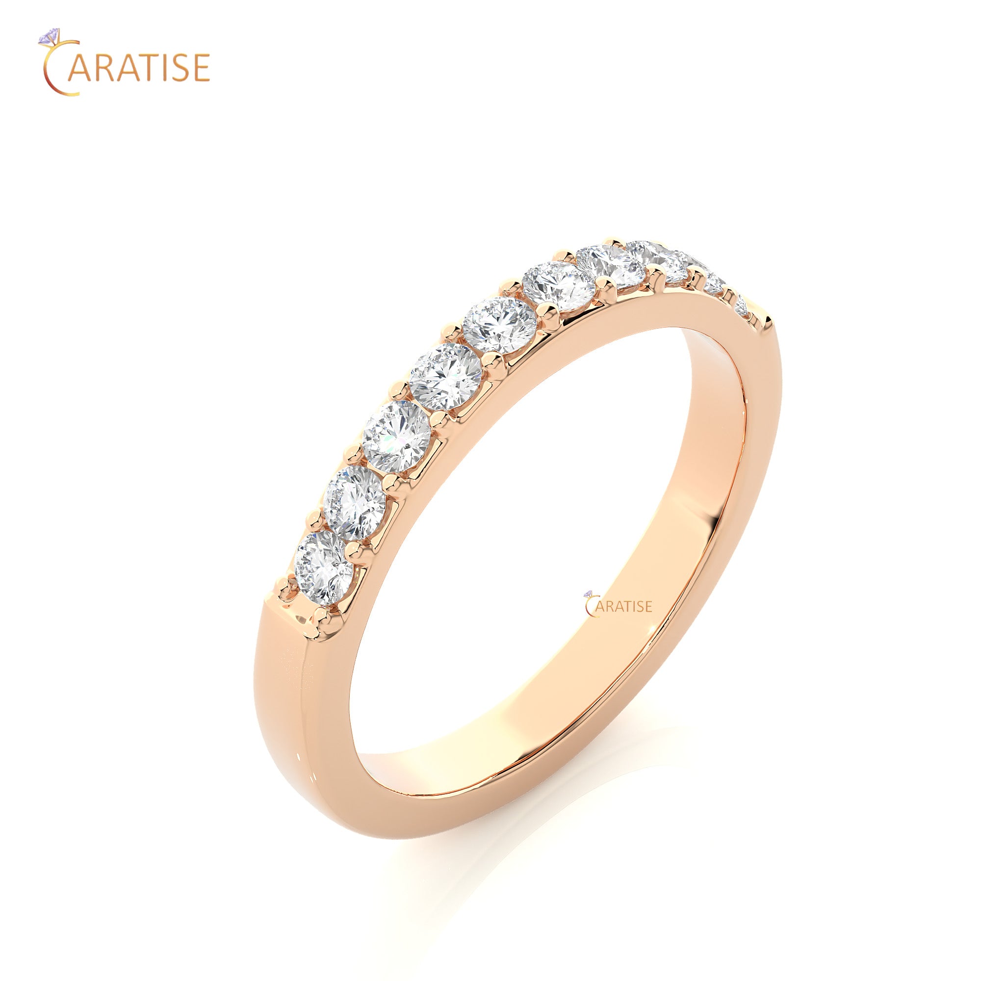 0.40 TDW Round Cut Moissanite Diamond Band Ring 925 Silver