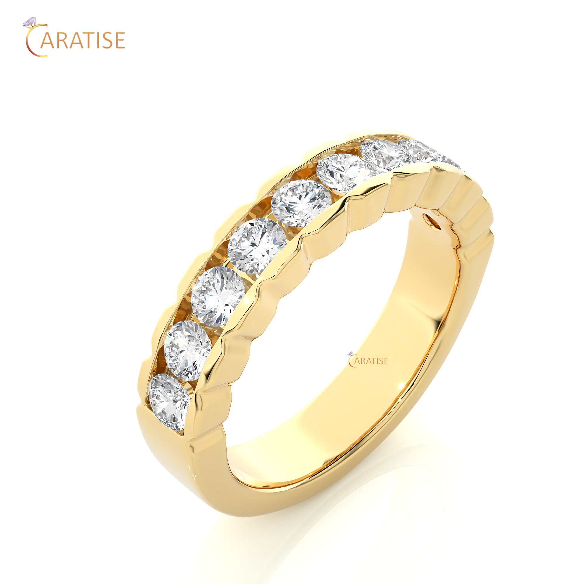 1.01 TDW Round Cut Moissanite Diamond Band Ring 925 Silver