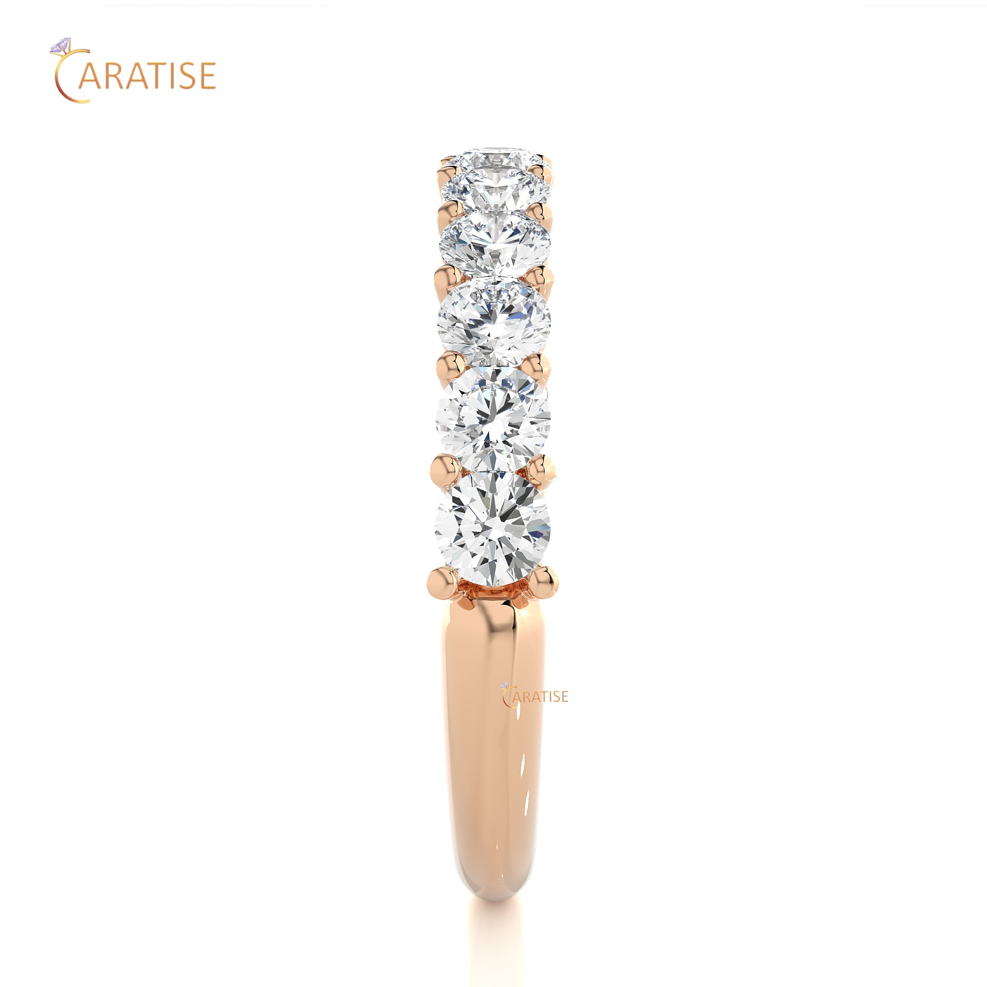 1.10 TDW Round Cut Moissanite Diamond Band Ring 925 Silver