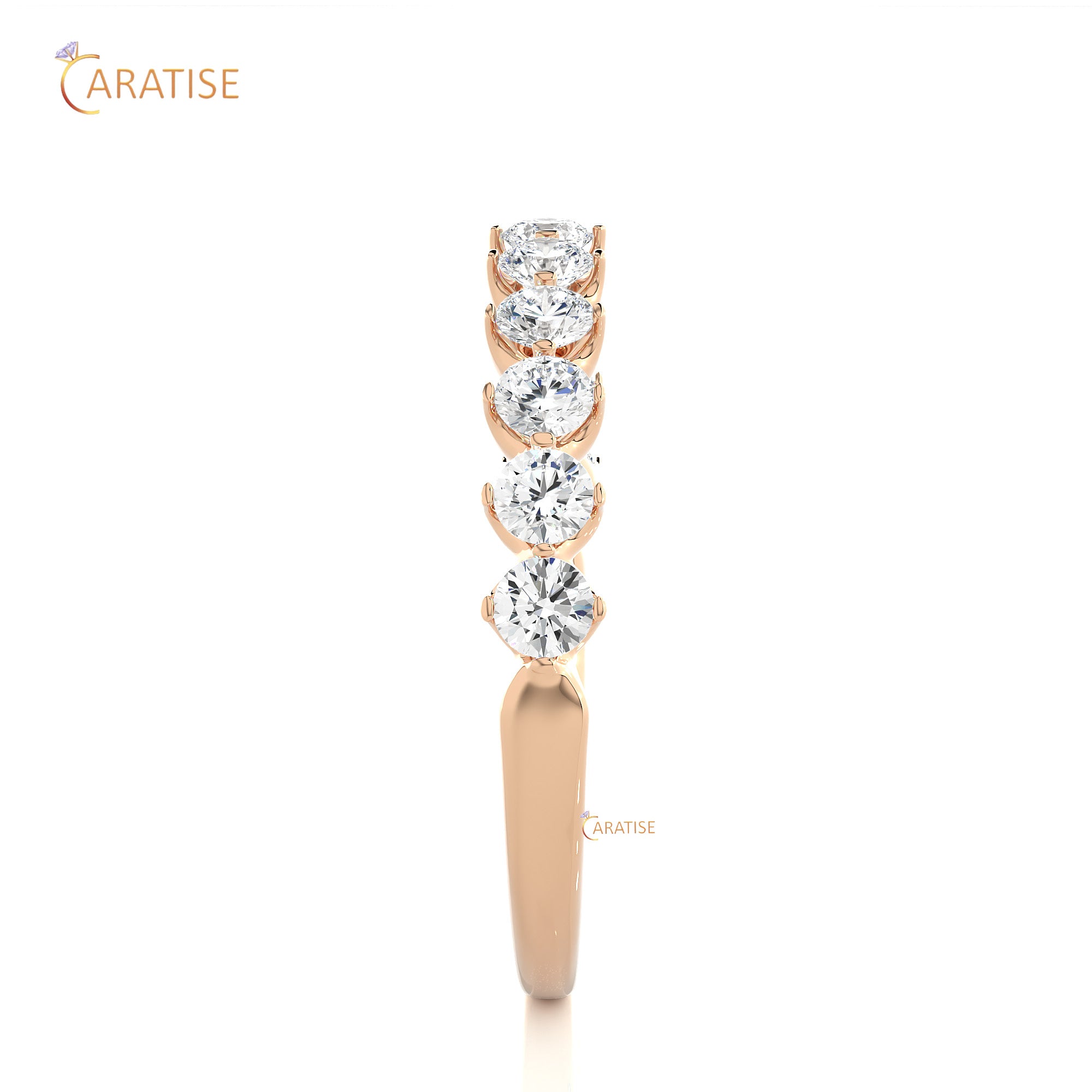 0.57 TDW Round Cut Moissanite Diamond Band Ring 925 Silver