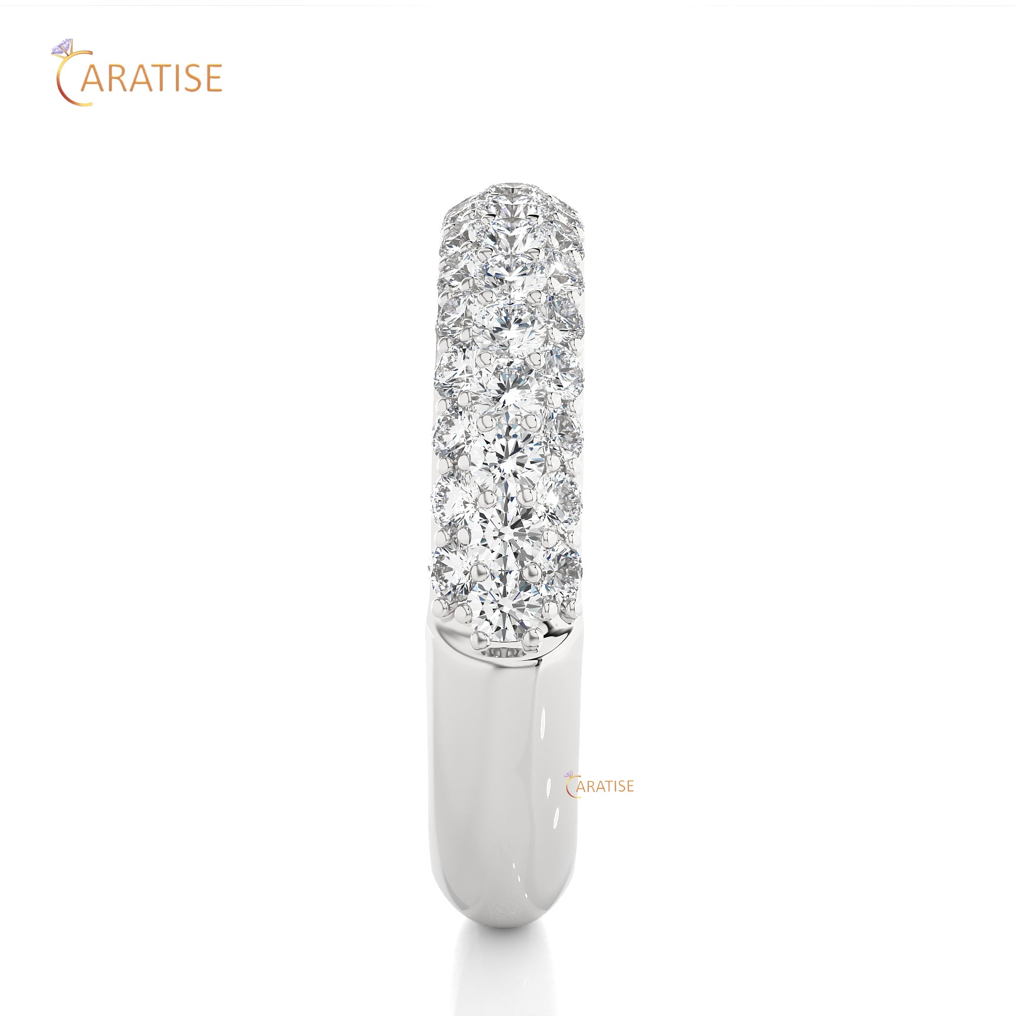 0.93 TDW Round Cut  Moissanite Diamond Band Ring 925 Silver