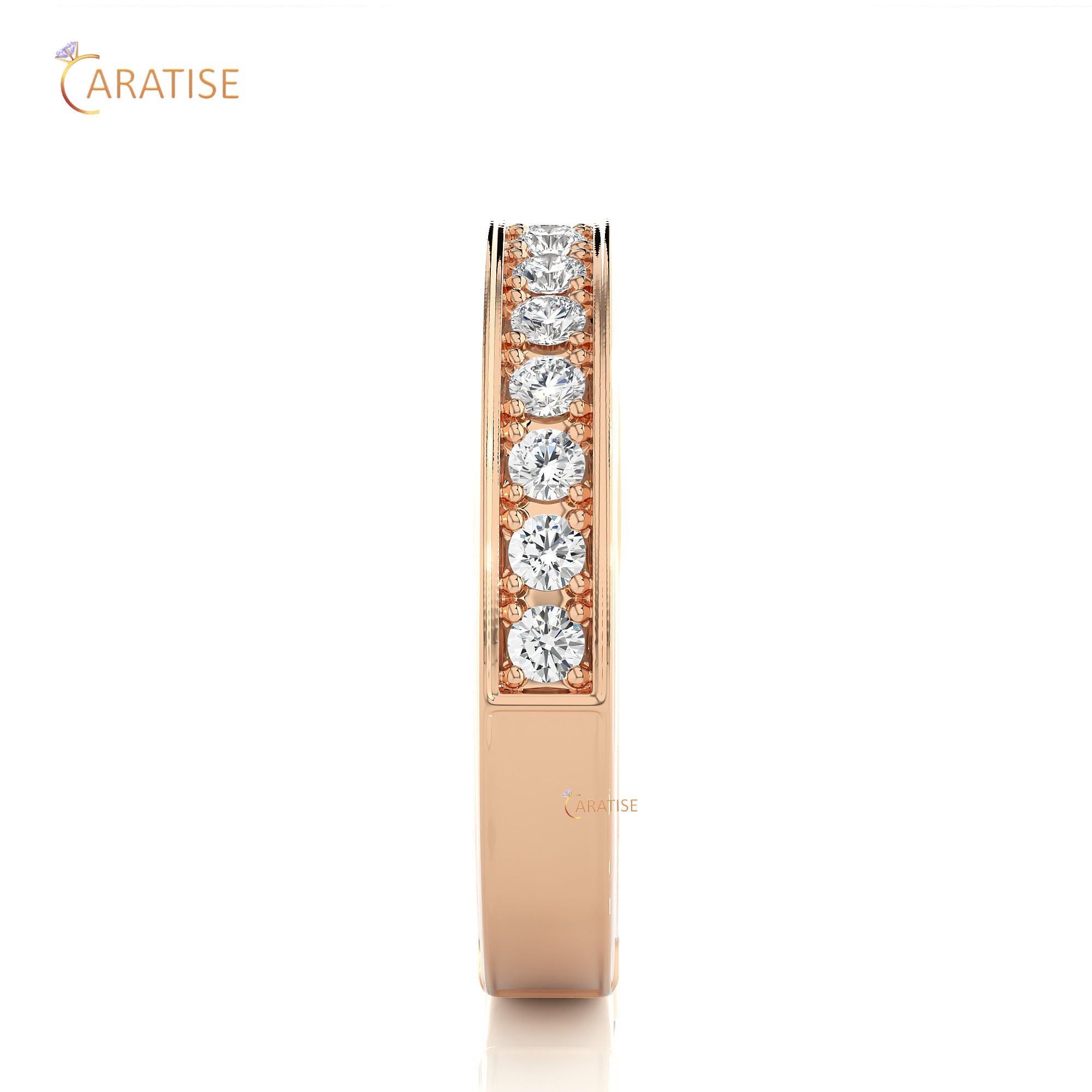 0.49 TDW Round Cut Moissanite Diamond Band Ring 925 Silver