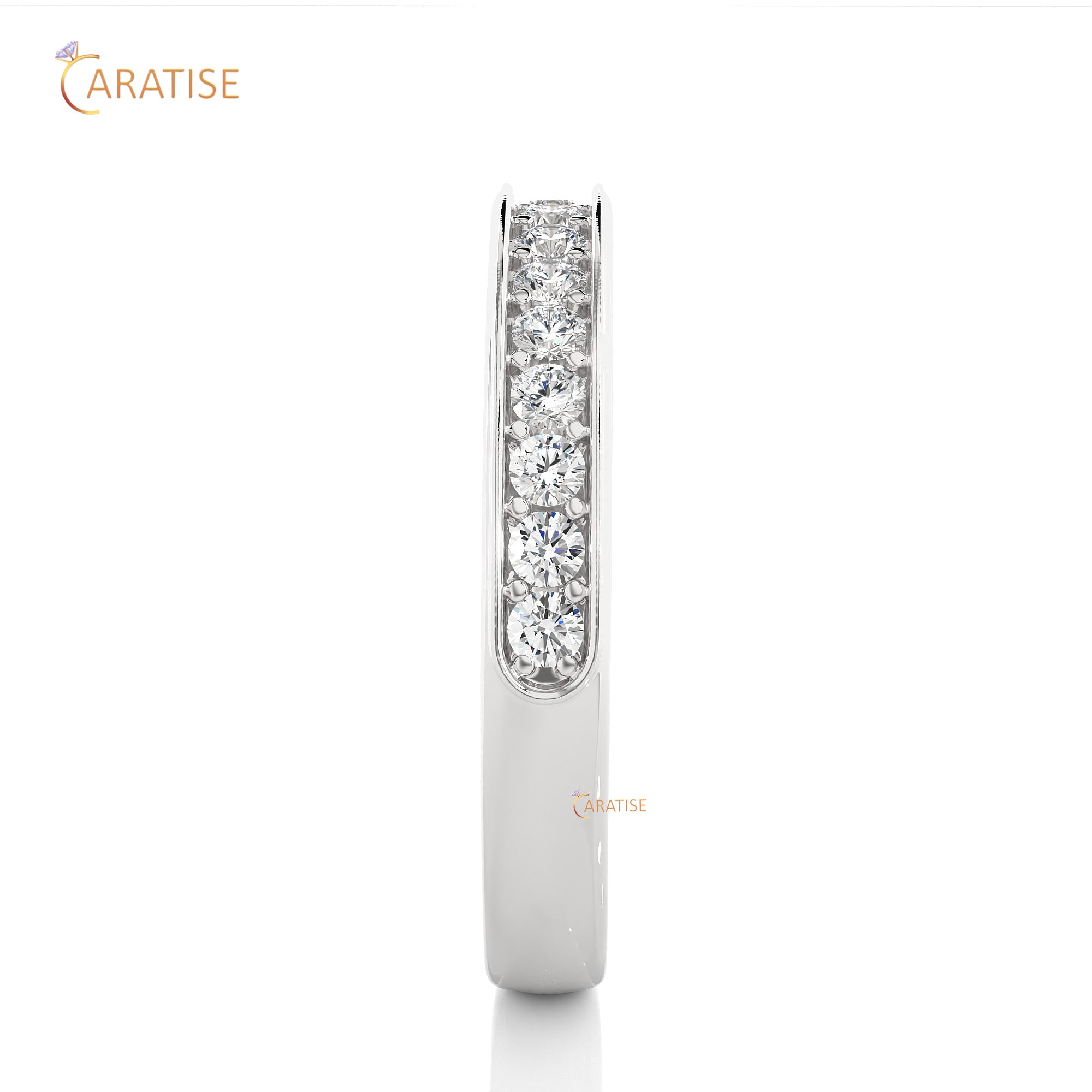 0.41 TDW Round Cut Moissanite Diamond Band Ring 925 Silver