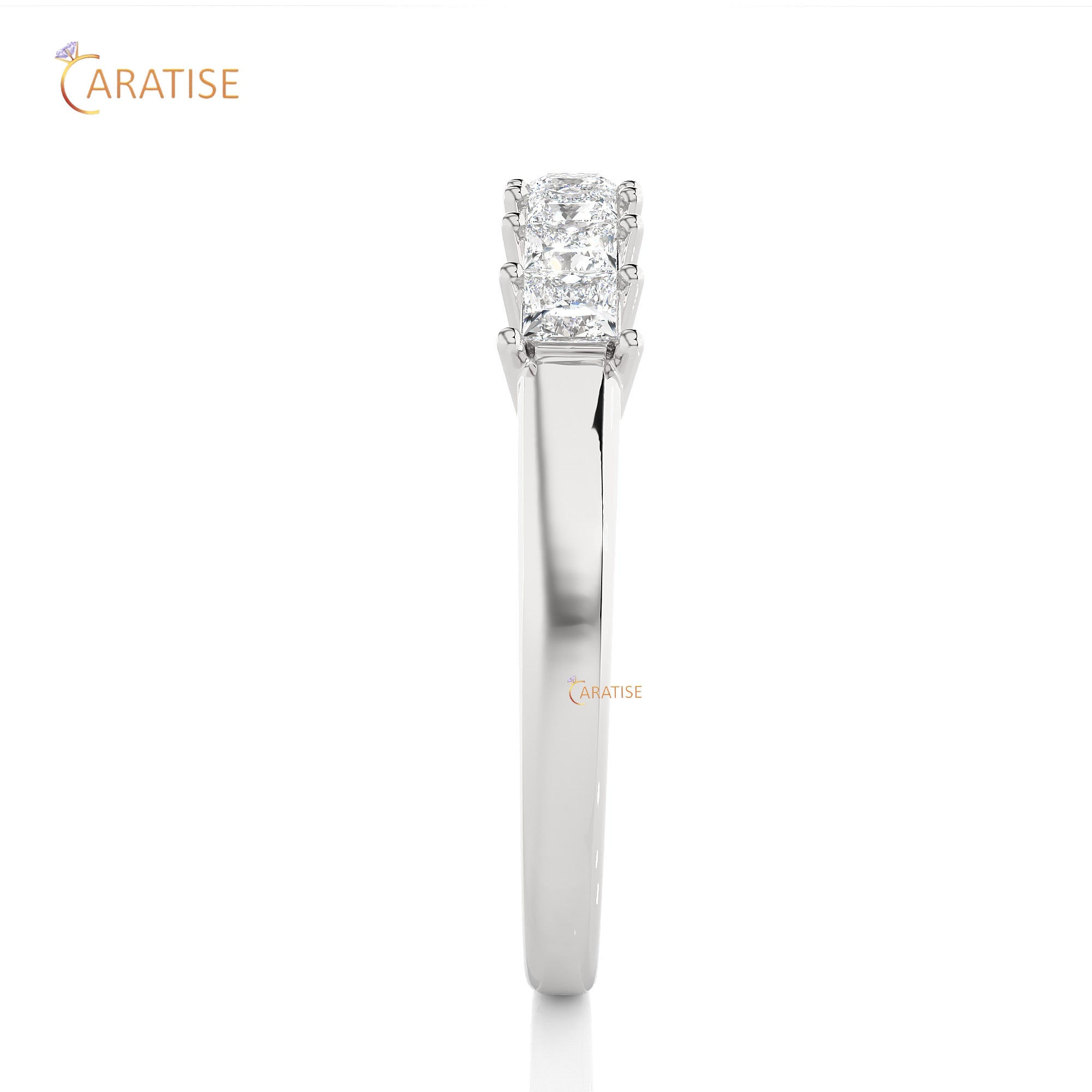 0.50 TDW Princess Cut Moissanite Diamond Band Ring 925 Silver