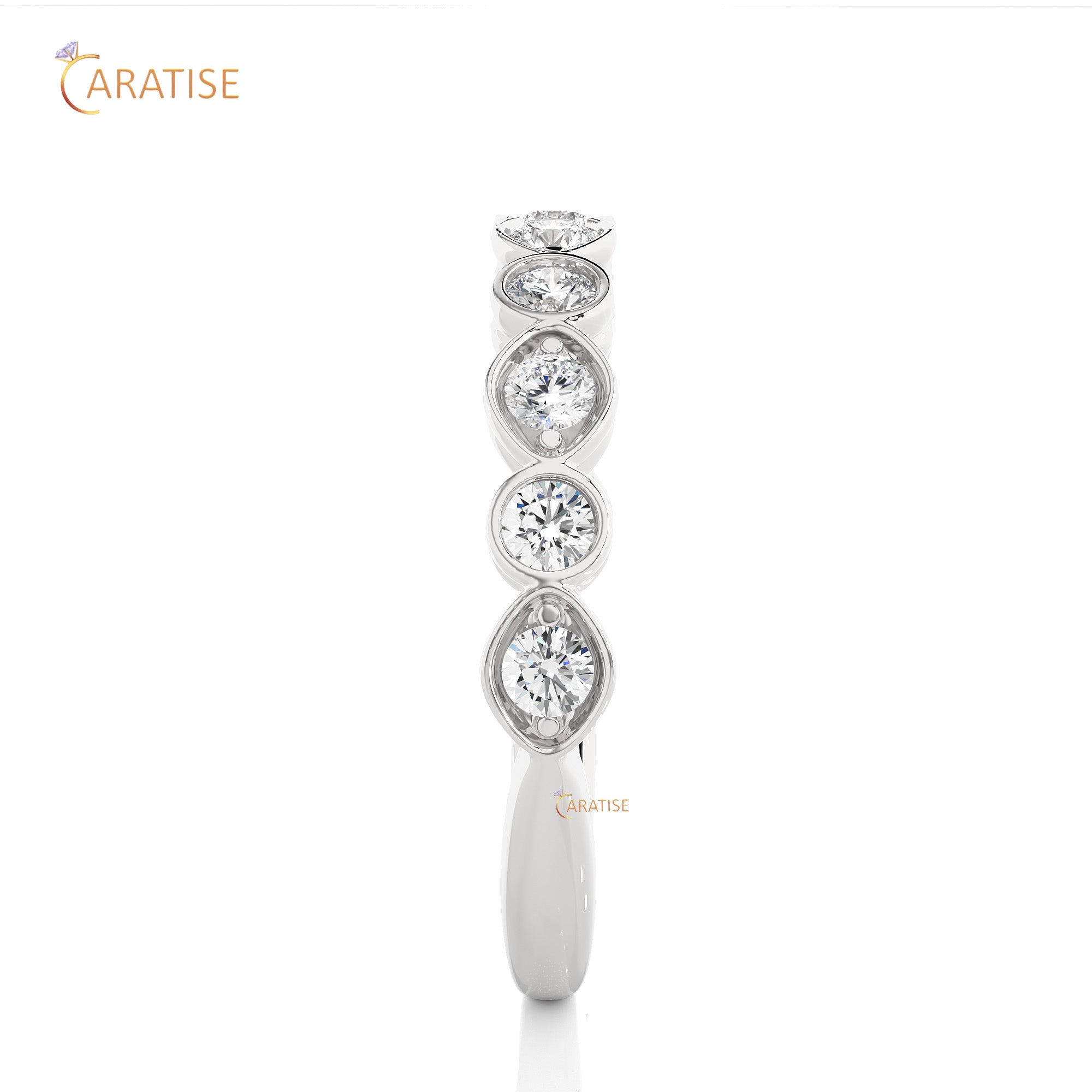 0.67 TDW Round Cut Moissanite Diamond Band Ring 925 Silver