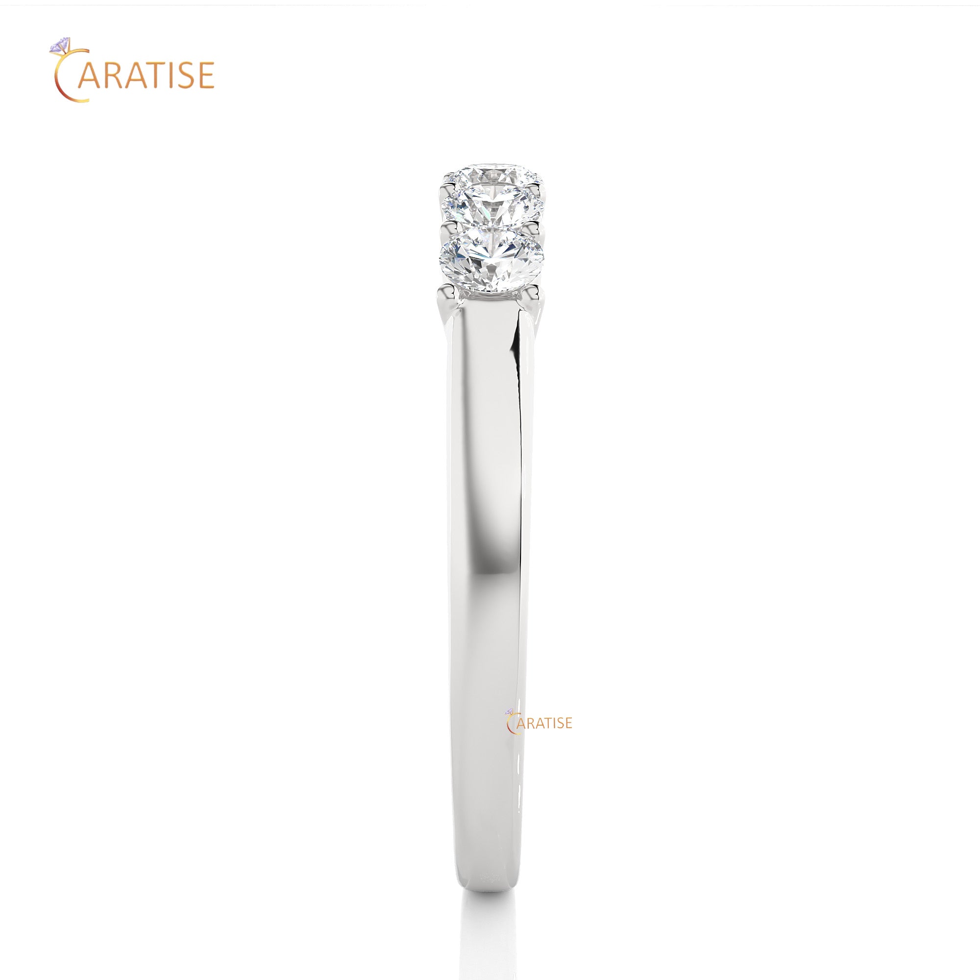 0.51 TDW Round Cut Moissanite Diamond Band Ring 925 Silver