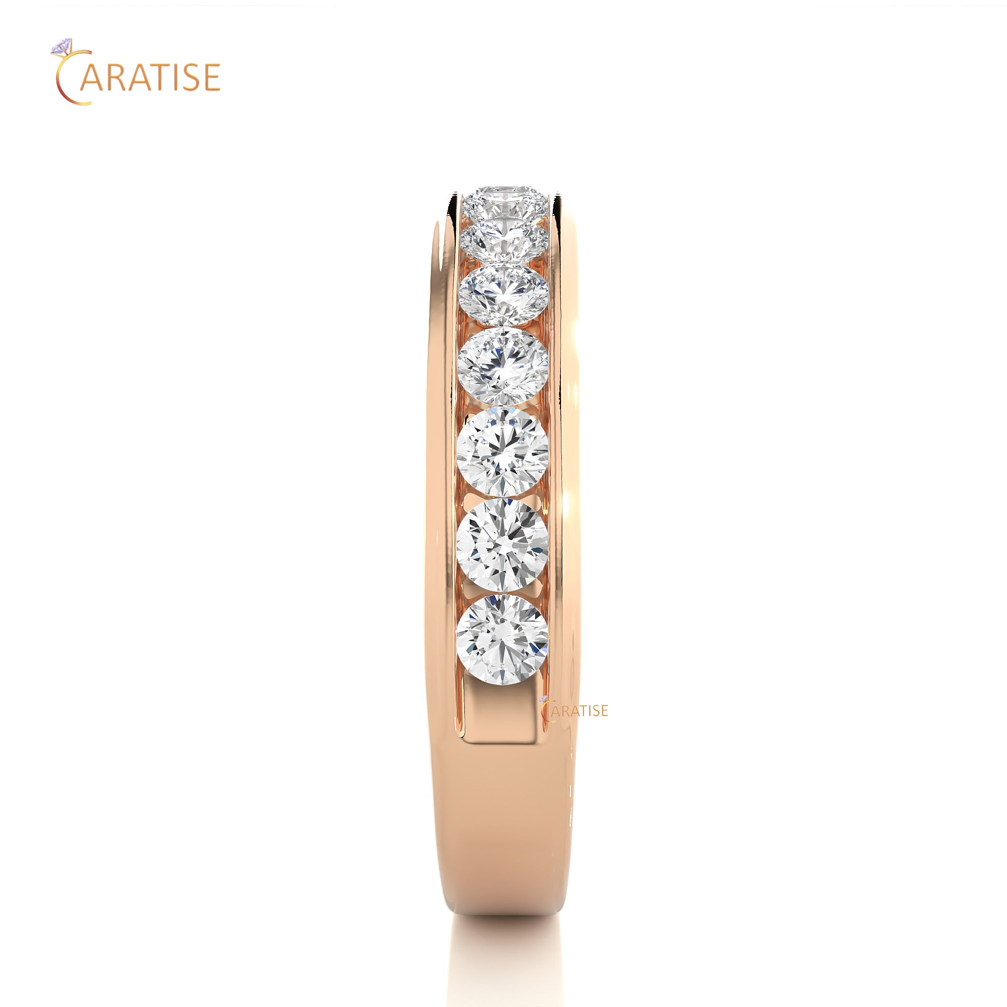 0.92 TDW Round Cut Moissanite Diamond Band Ring 925 Silver