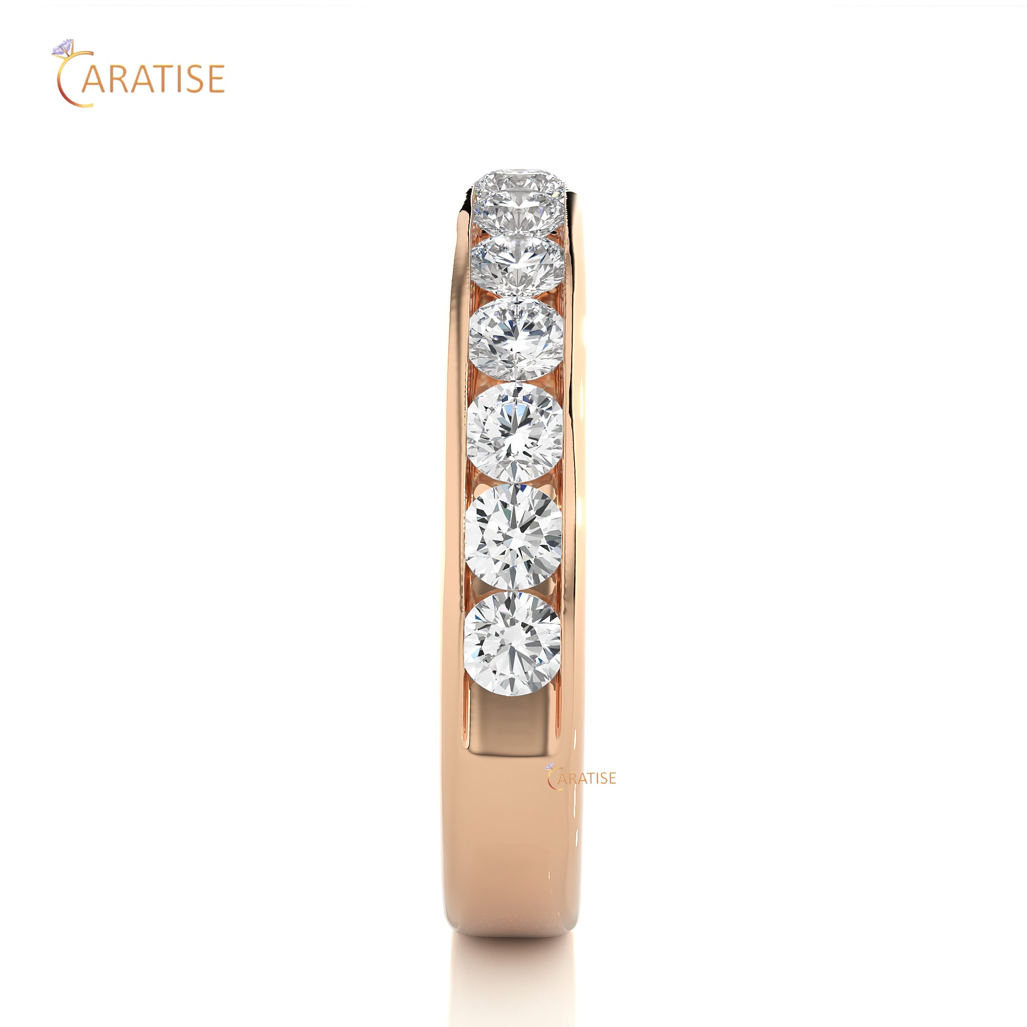 0.96 TDW Round Cut Moissanite Diamond Band Ring 925 Silver