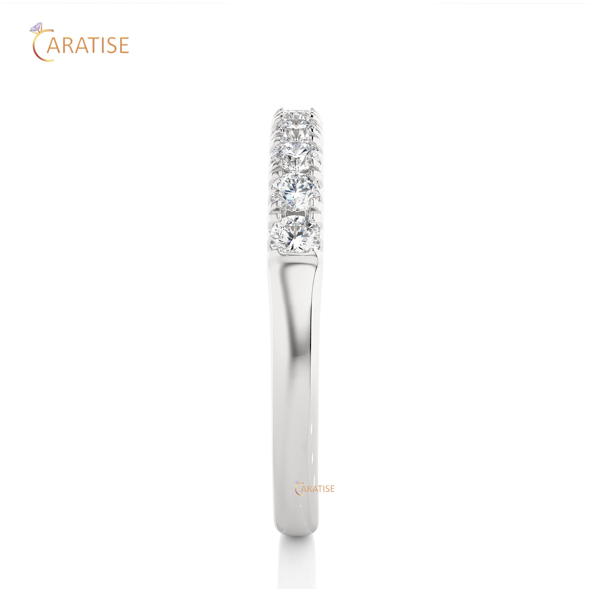 0.47 TDW Round Cut Moissanite Diamond Band Ring 925 Silver