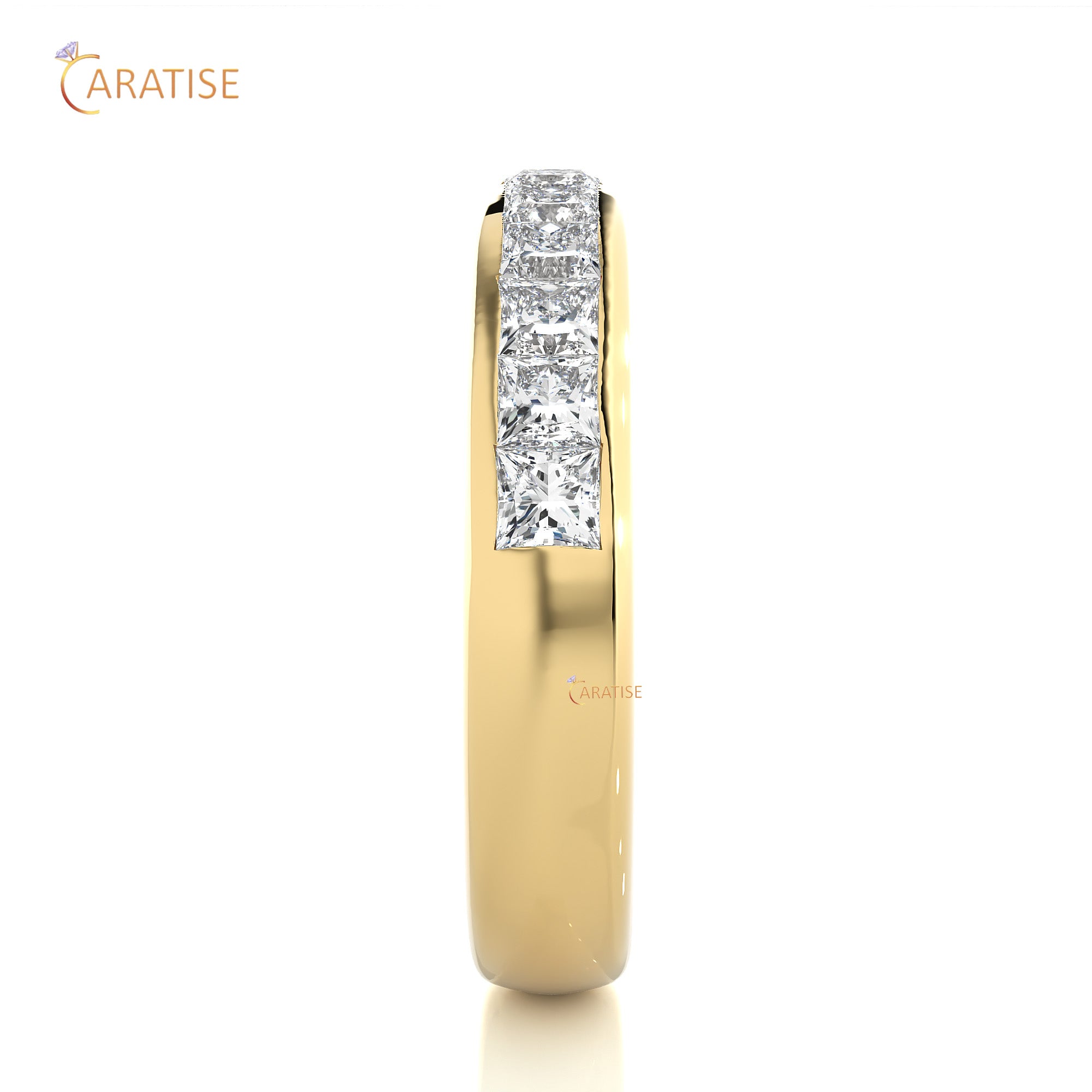 0.55 TDW Princess Cut Moissanite Diamond Band Ring 925 Silver