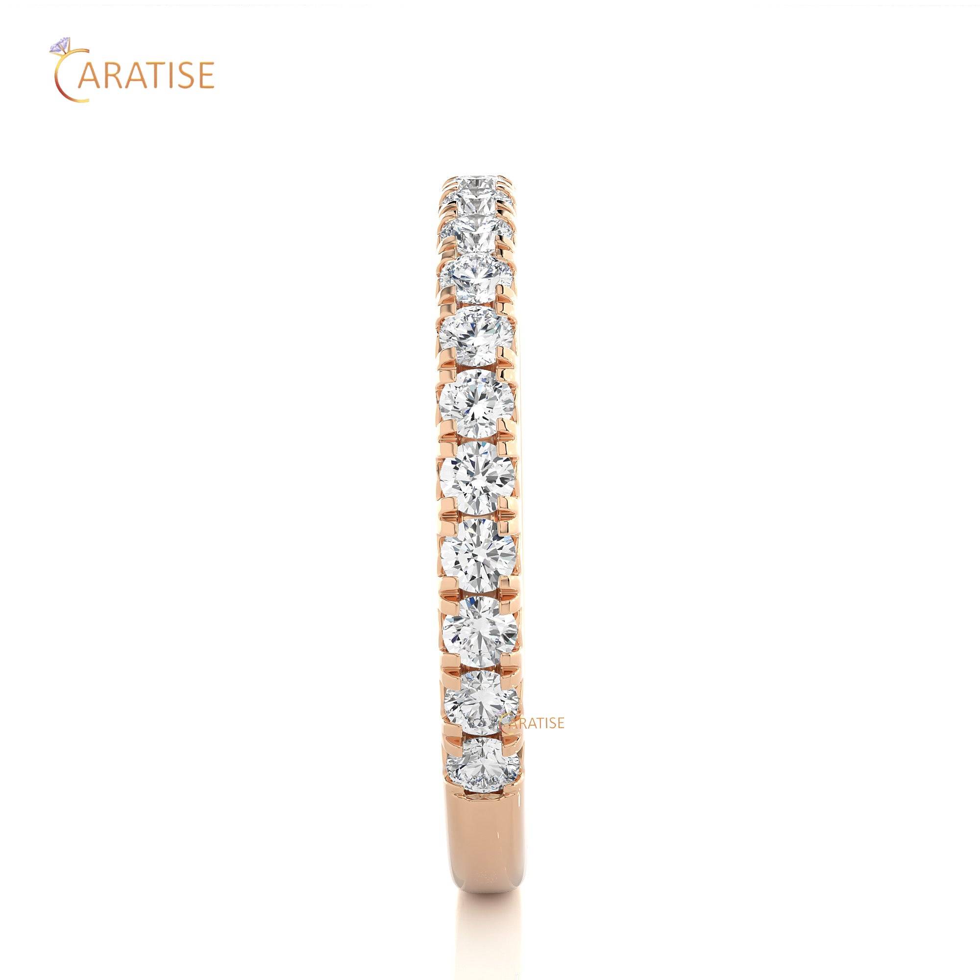 0.73 TDW Round Cut Moissanite Diamond Band Ring 925 Silver