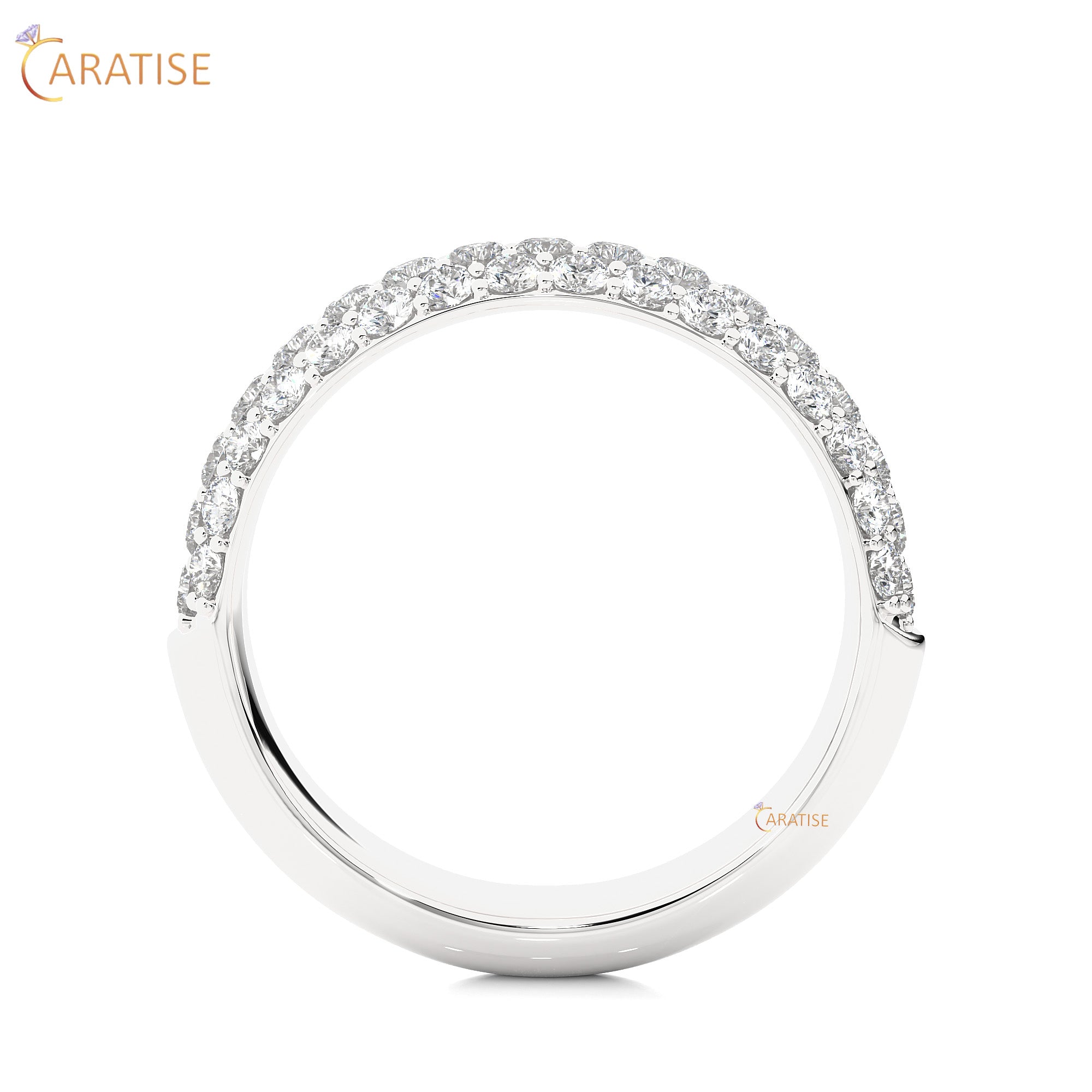 0.93 TDW Round Cut  Moissanite Diamond Band Ring 925 Silver