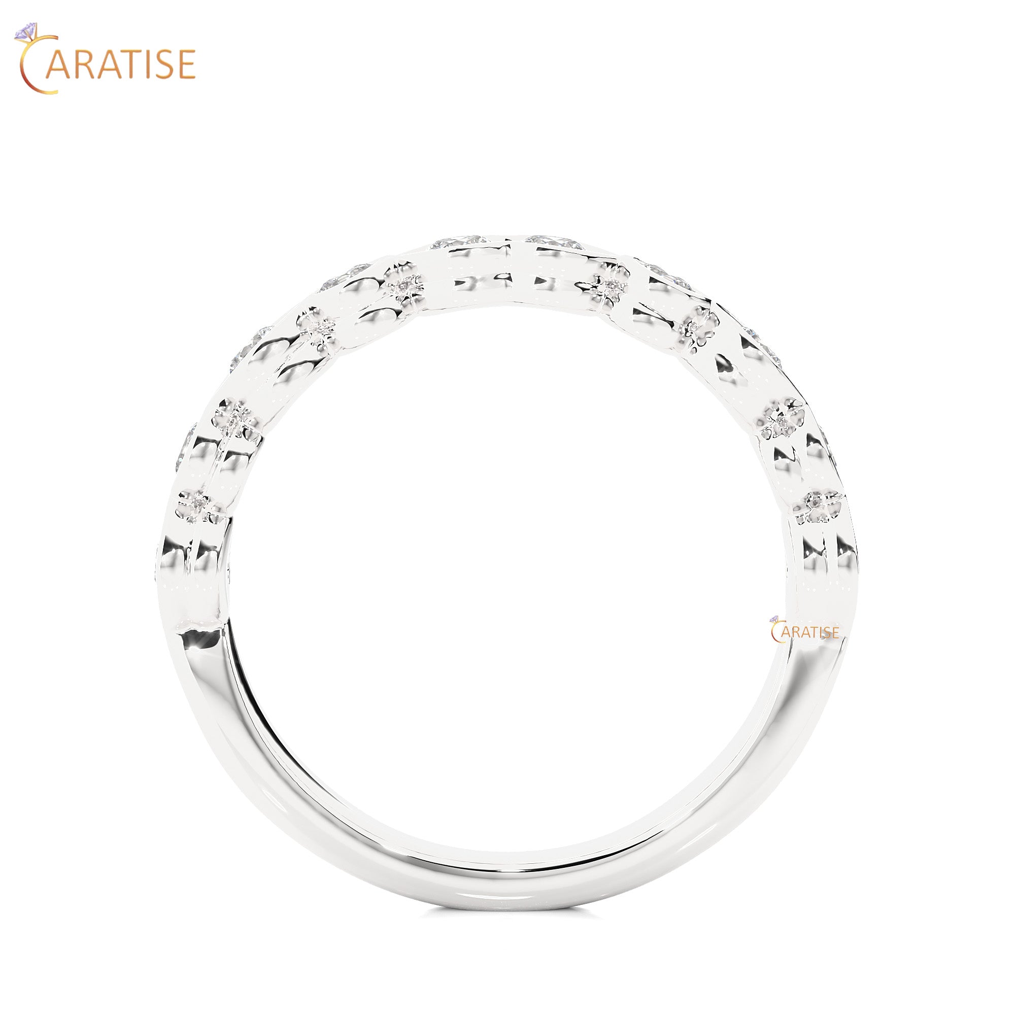 0.67 TDW Round Cut Moissanite Diamond Band Ring 925 Silver