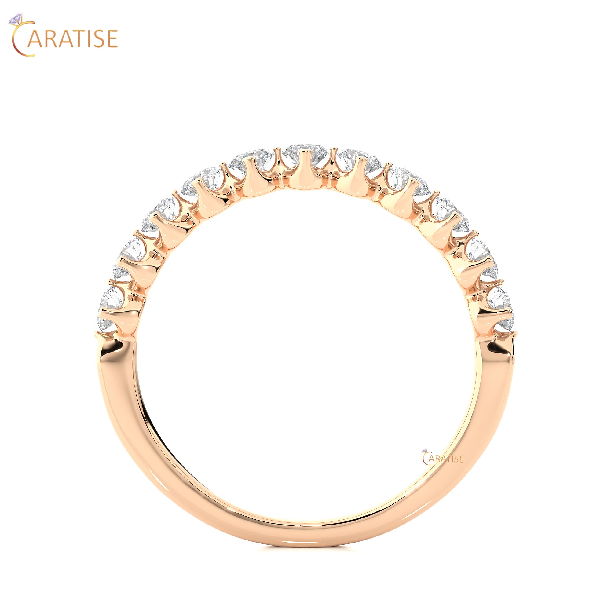 0.57 TDW Round Cut Moissanite Diamond Band Ring 925 Silver