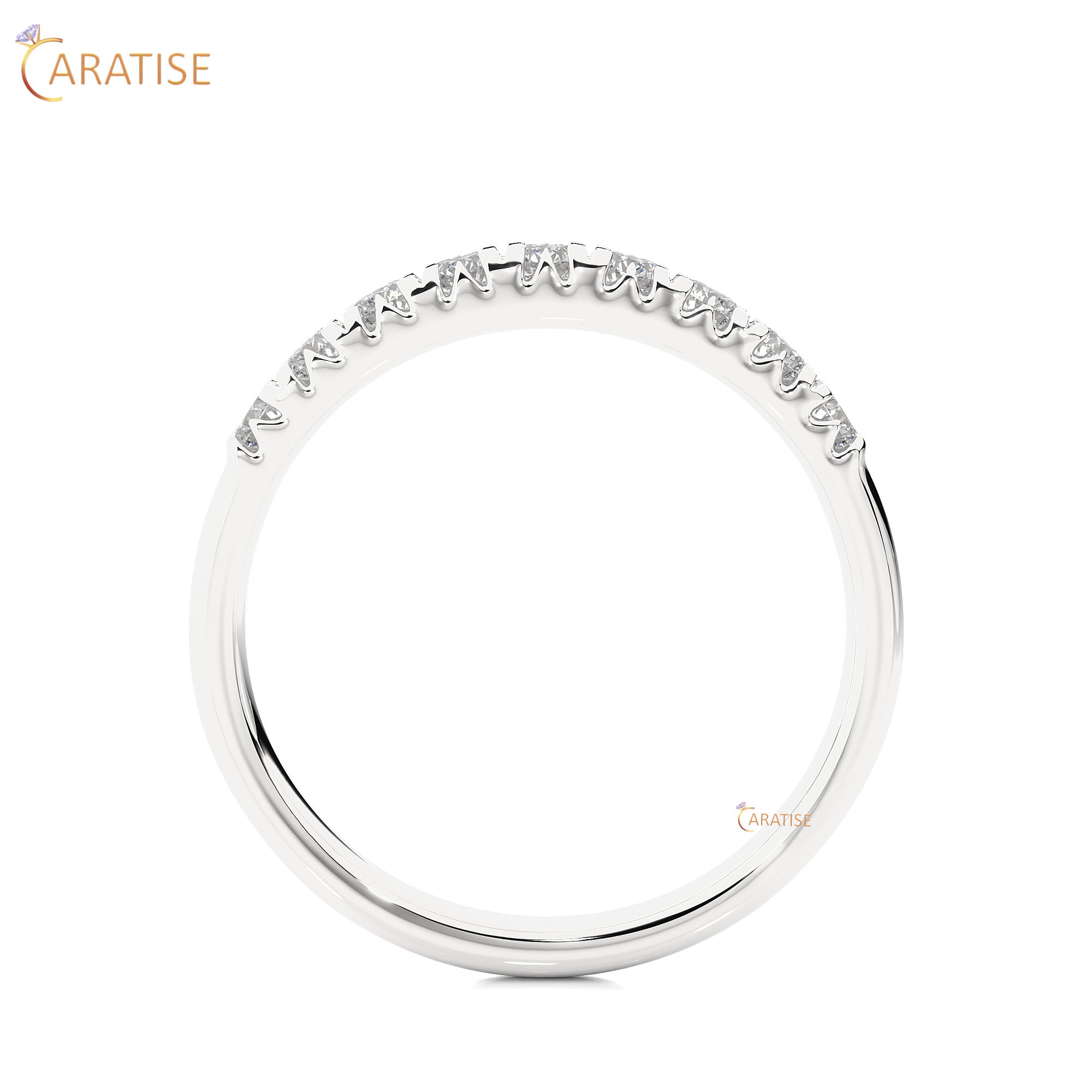 0.47 TDW Round Cut Moissanite Diamond Band Ring 925 Silver