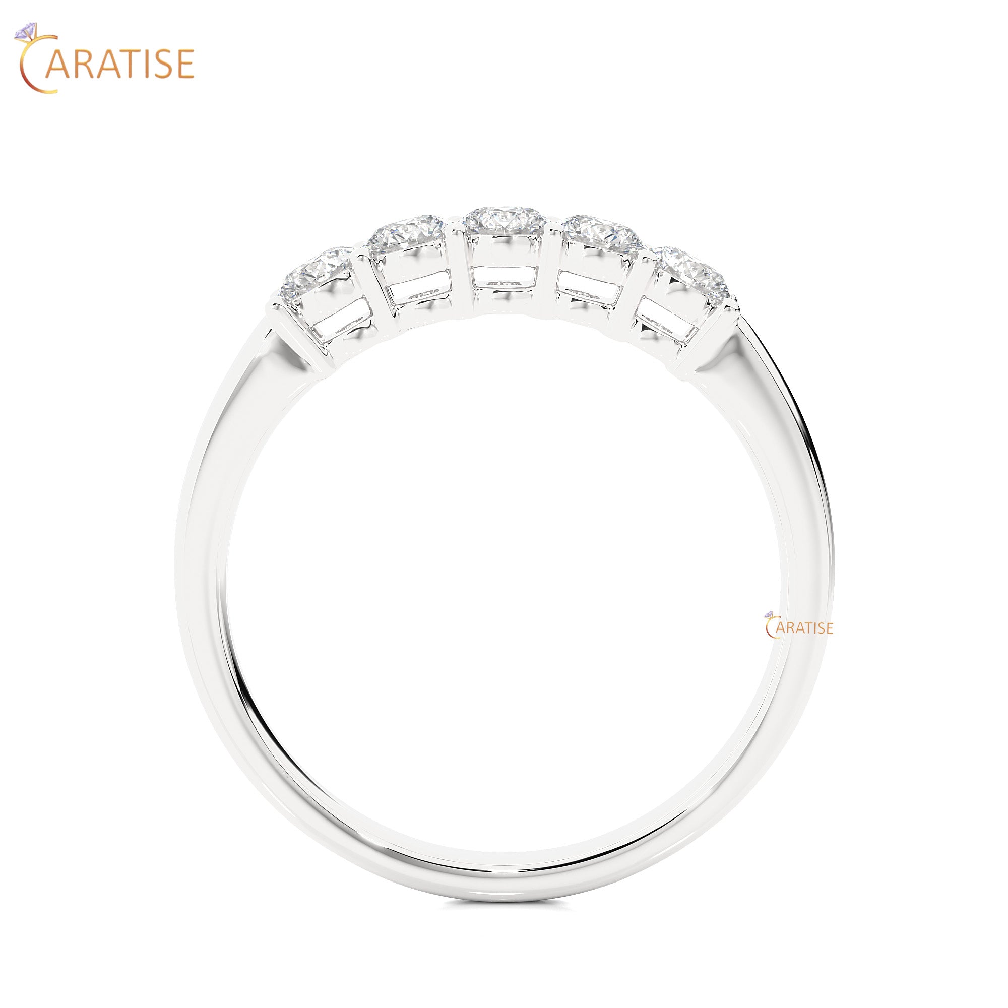 0.51 TDW Round Cut Moissanite Diamond Band Ring 925 Silver