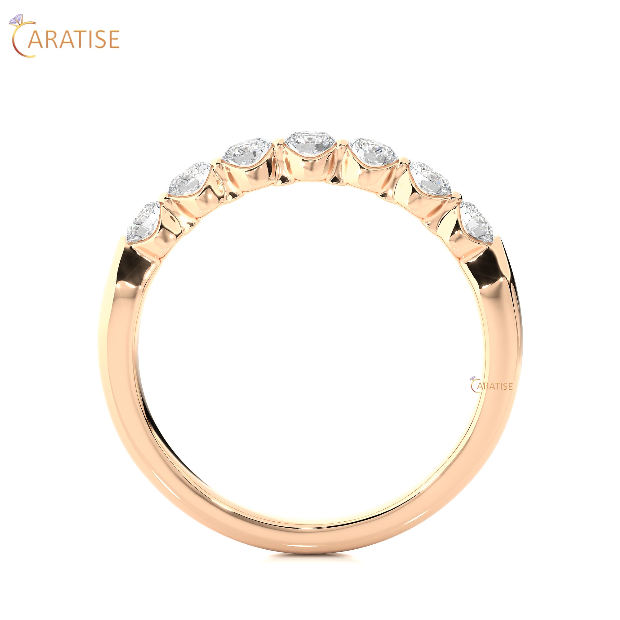 0.52 TDW Round Cut Moissanite Diamond Band Ring 925 Silver