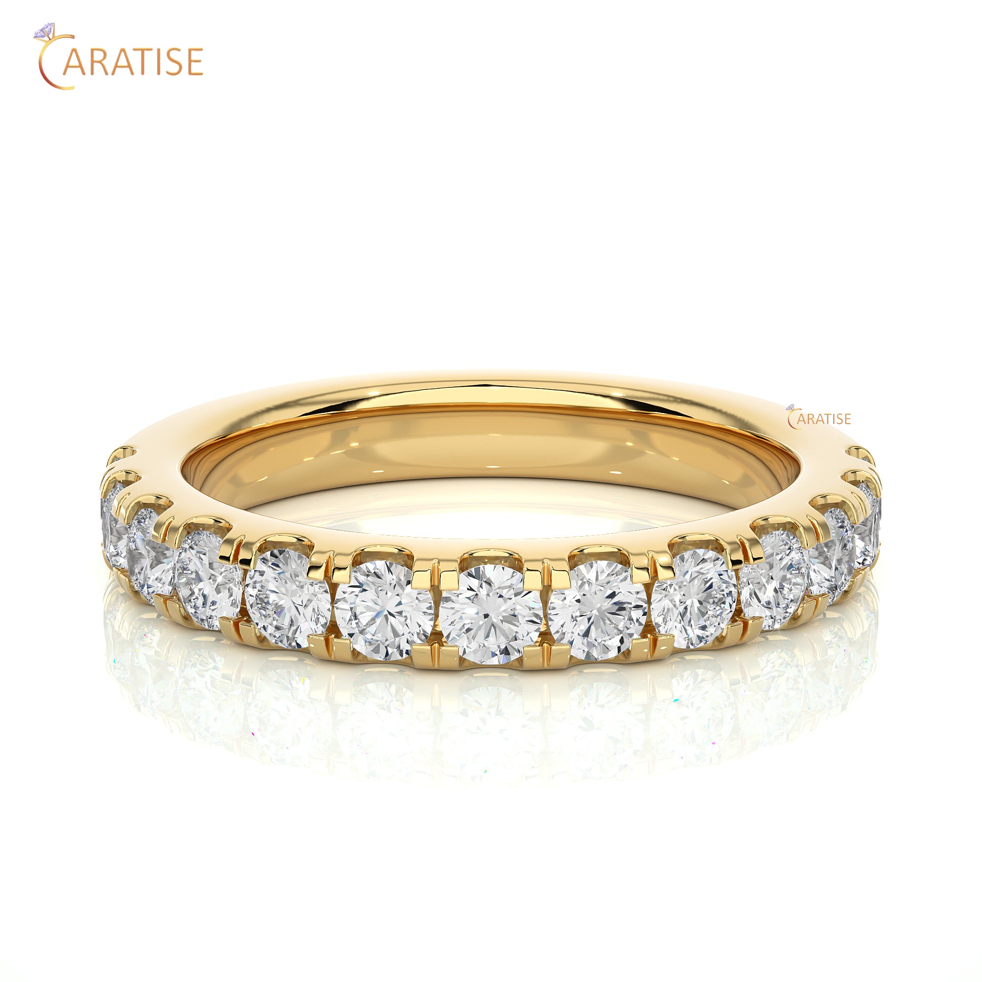 0.96 TDW Round Cut Moissanite Diamond Band Ring 925 Silver