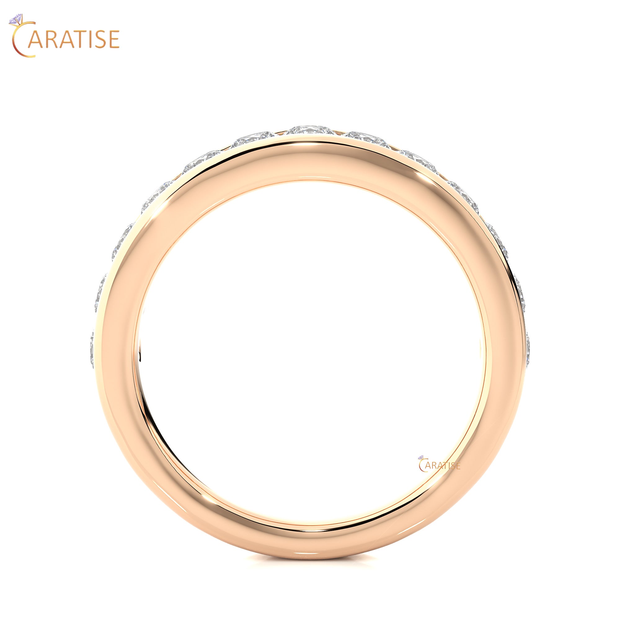 0.96 TDW Round Cut Moissanite Diamond Band Ring 925 Silver